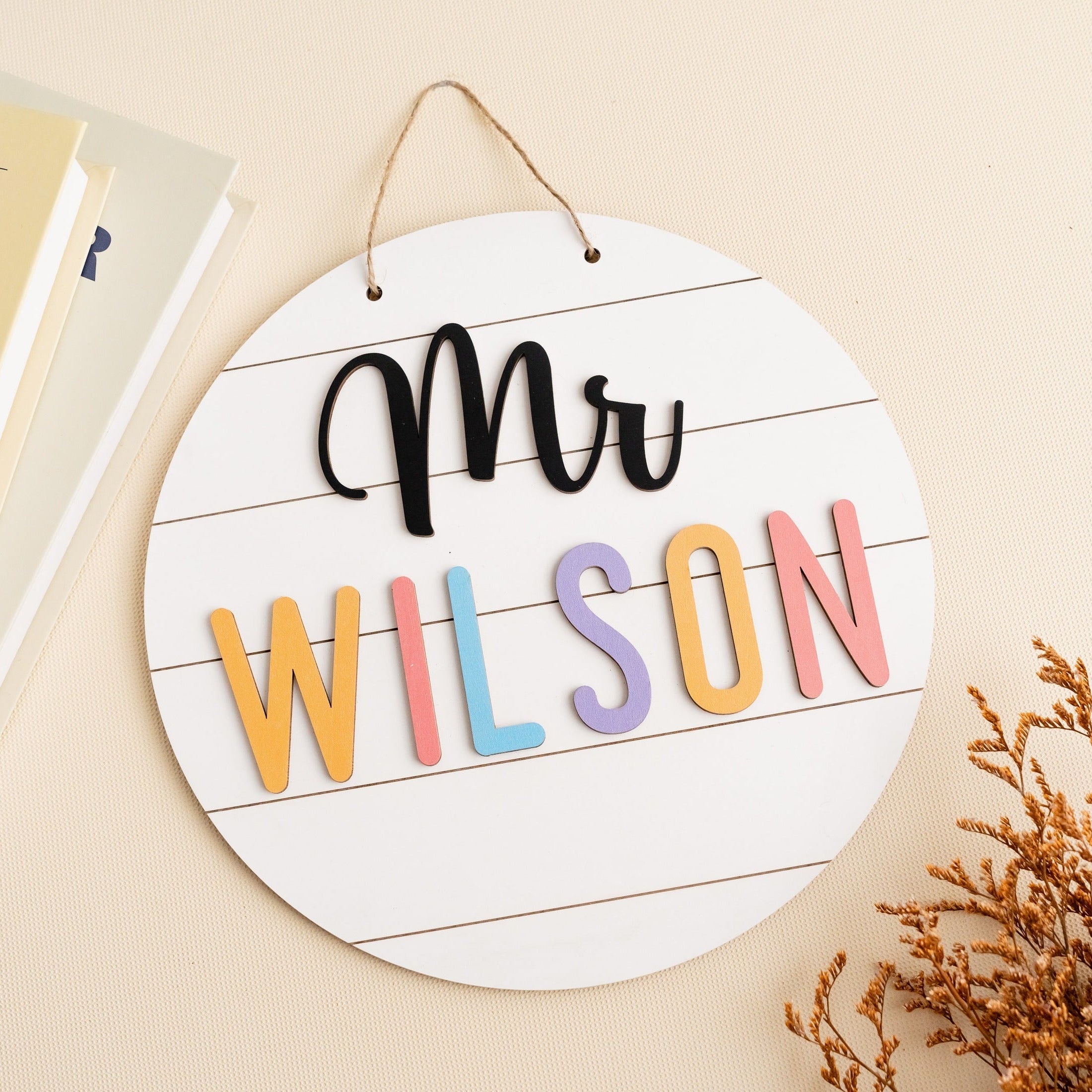 Personalized Wooden Teacher’s Name Hanging Sign for Teacher Gifts J92