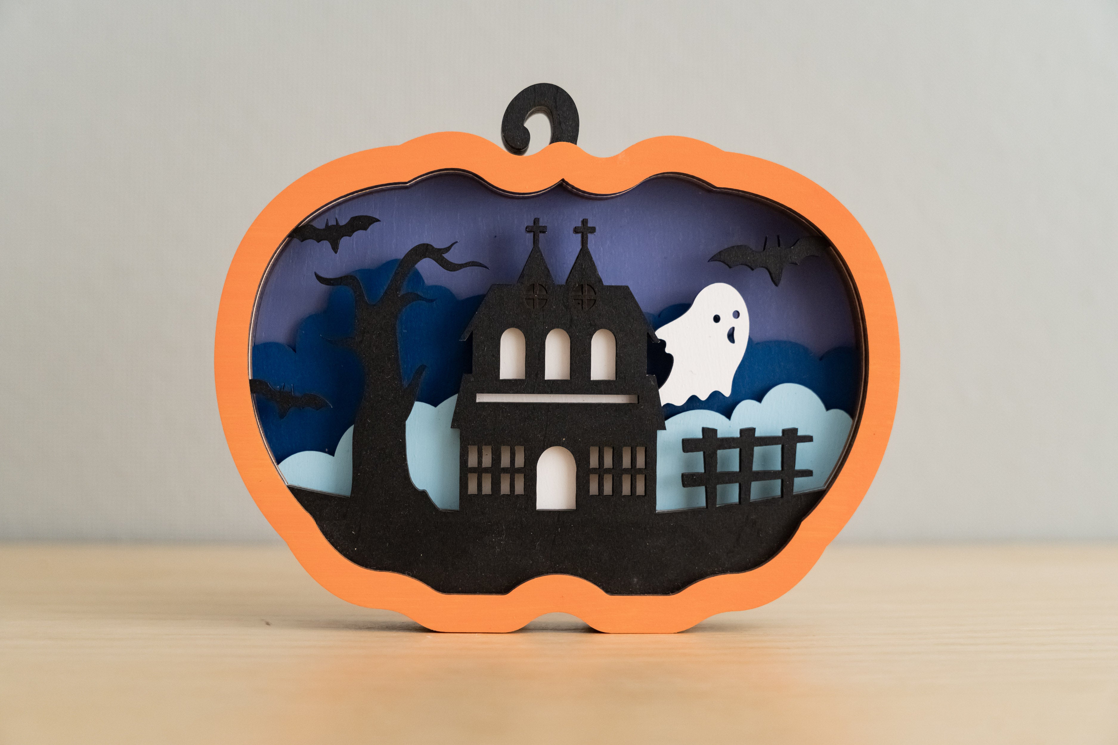 Personalized Wooden Halloween Pumpkin for Festive Table Decor