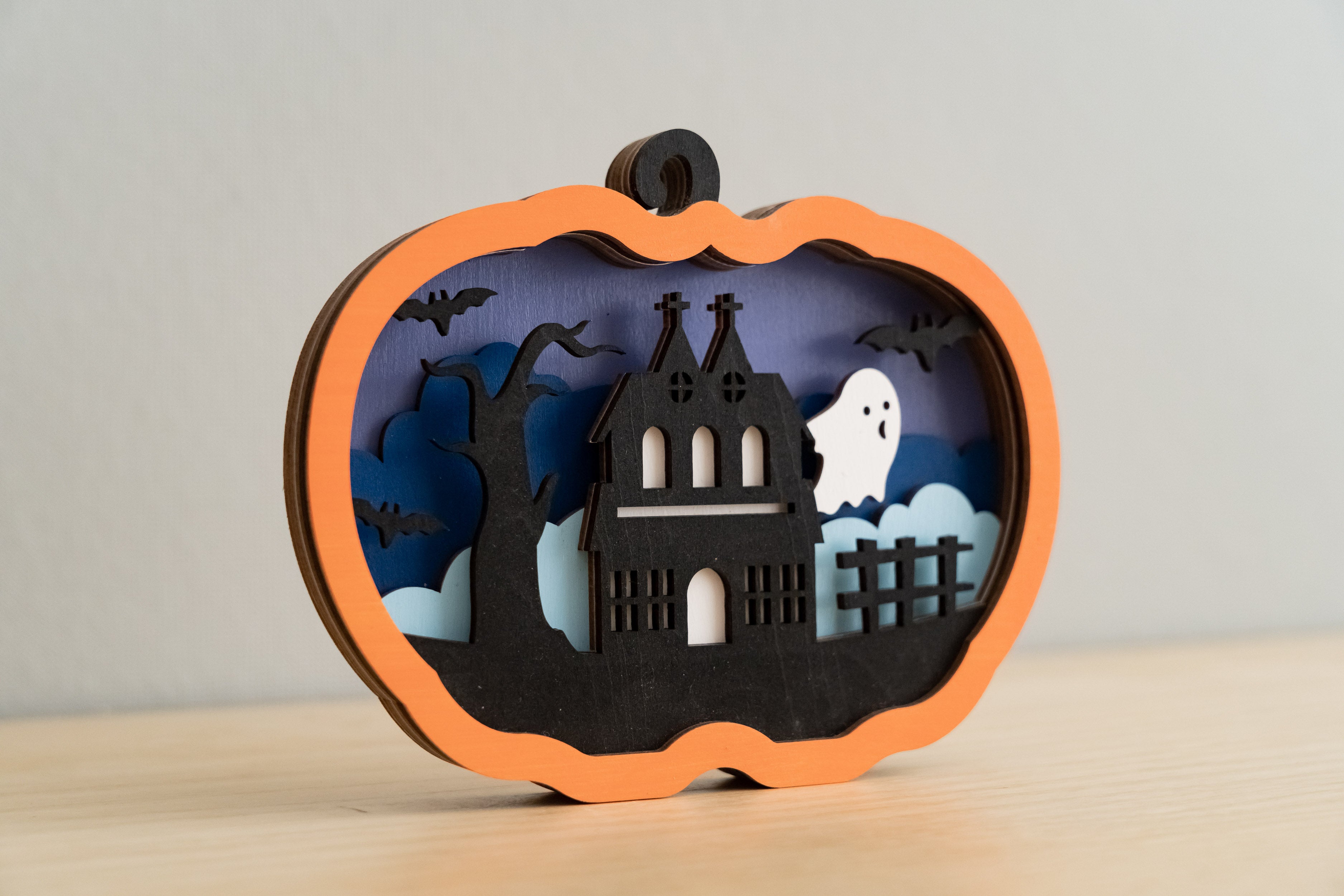 Personalized Wooden Halloween Pumpkin for Festive Table Decor