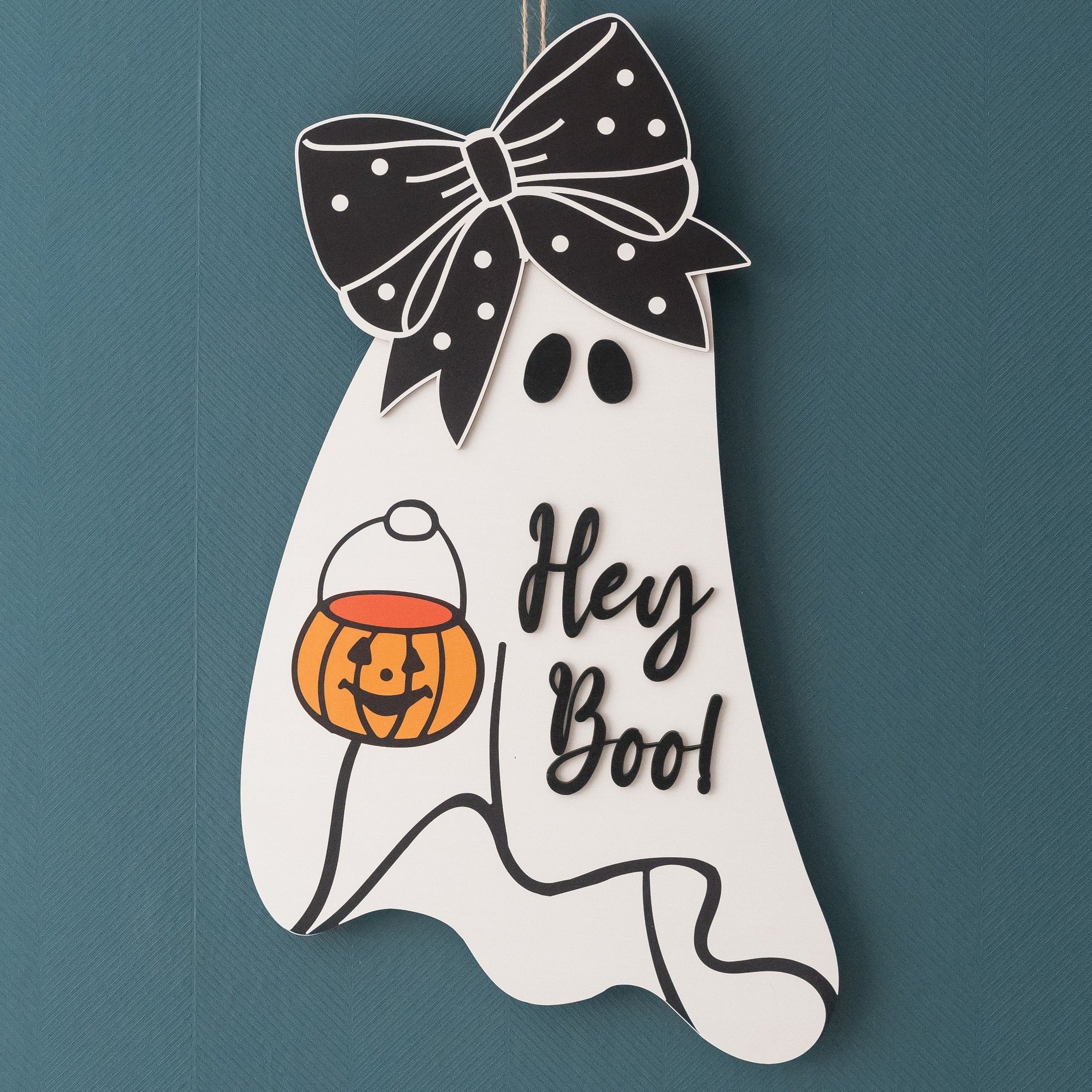 Wooden Ghost Door Hanger Wood for Halloween Decor D05