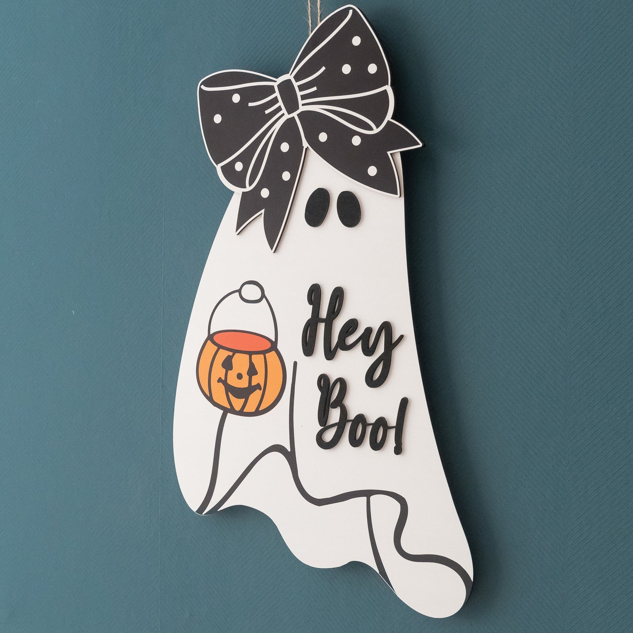 Wooden Ghost Door Hanger Wood for Halloween Decor D05