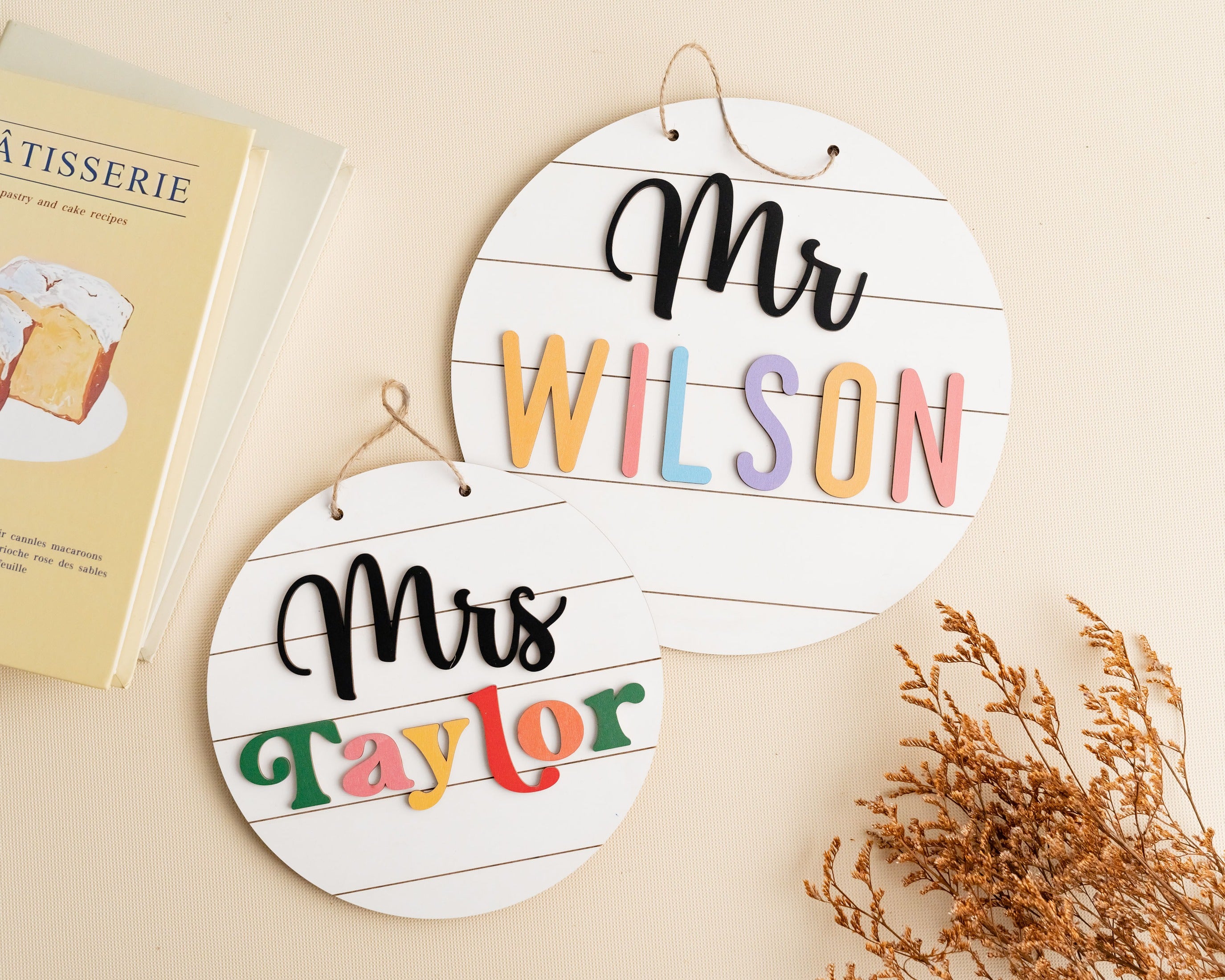 Handcrafted Wooden Teacher Nameplate for Boho, Rustic, and Minimalist Classrooms J92