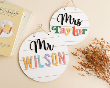 Handcrafted Wooden Teacher Nameplate for Boho, Rustic, and Minimalist Classrooms J92