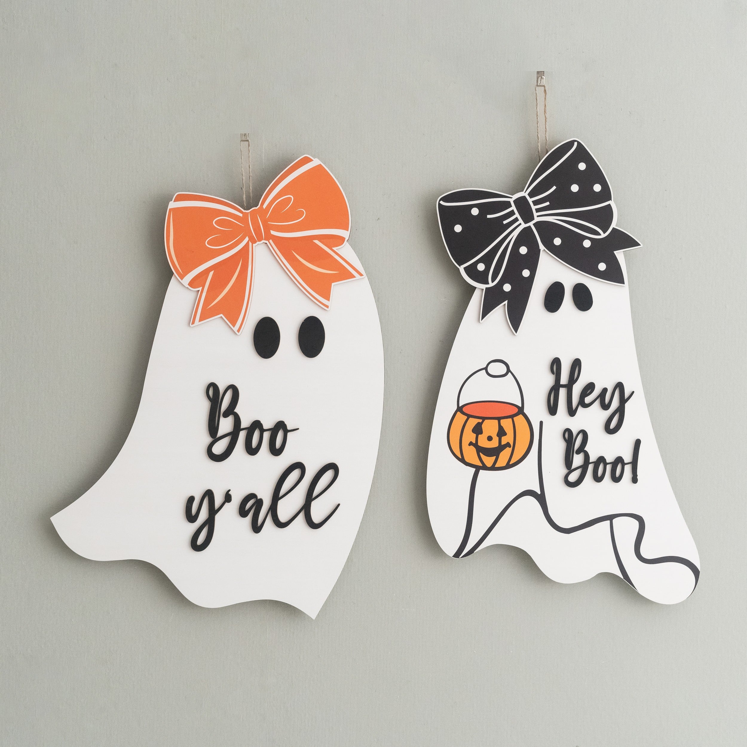 Wooden Ghost Door Hanger Wood Halloween Door Hanger for Porch Decor D05