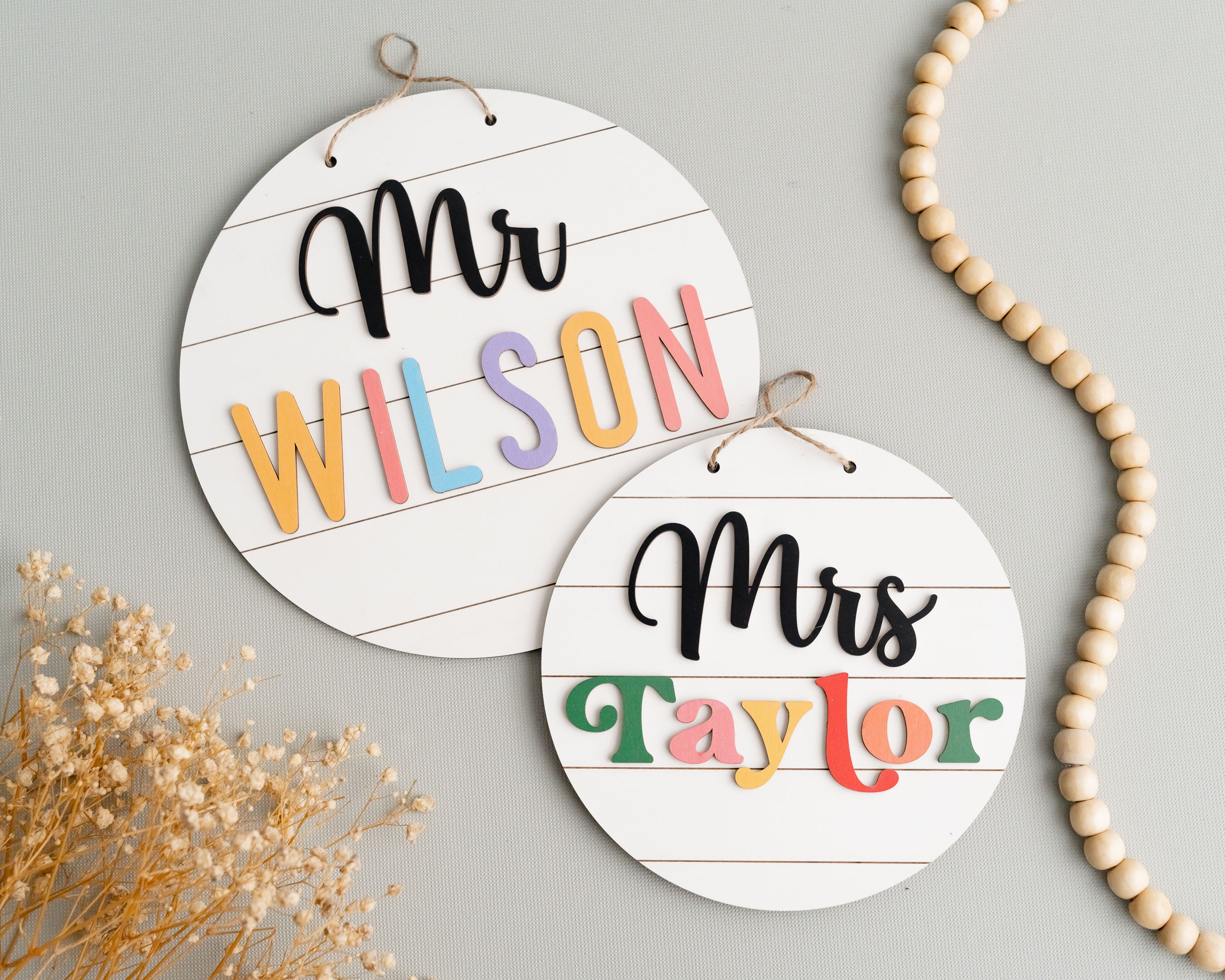 Customizable Wooden Teacher's Name Plaque For Ideal for Boho, Rustic, and Minimalist Decor