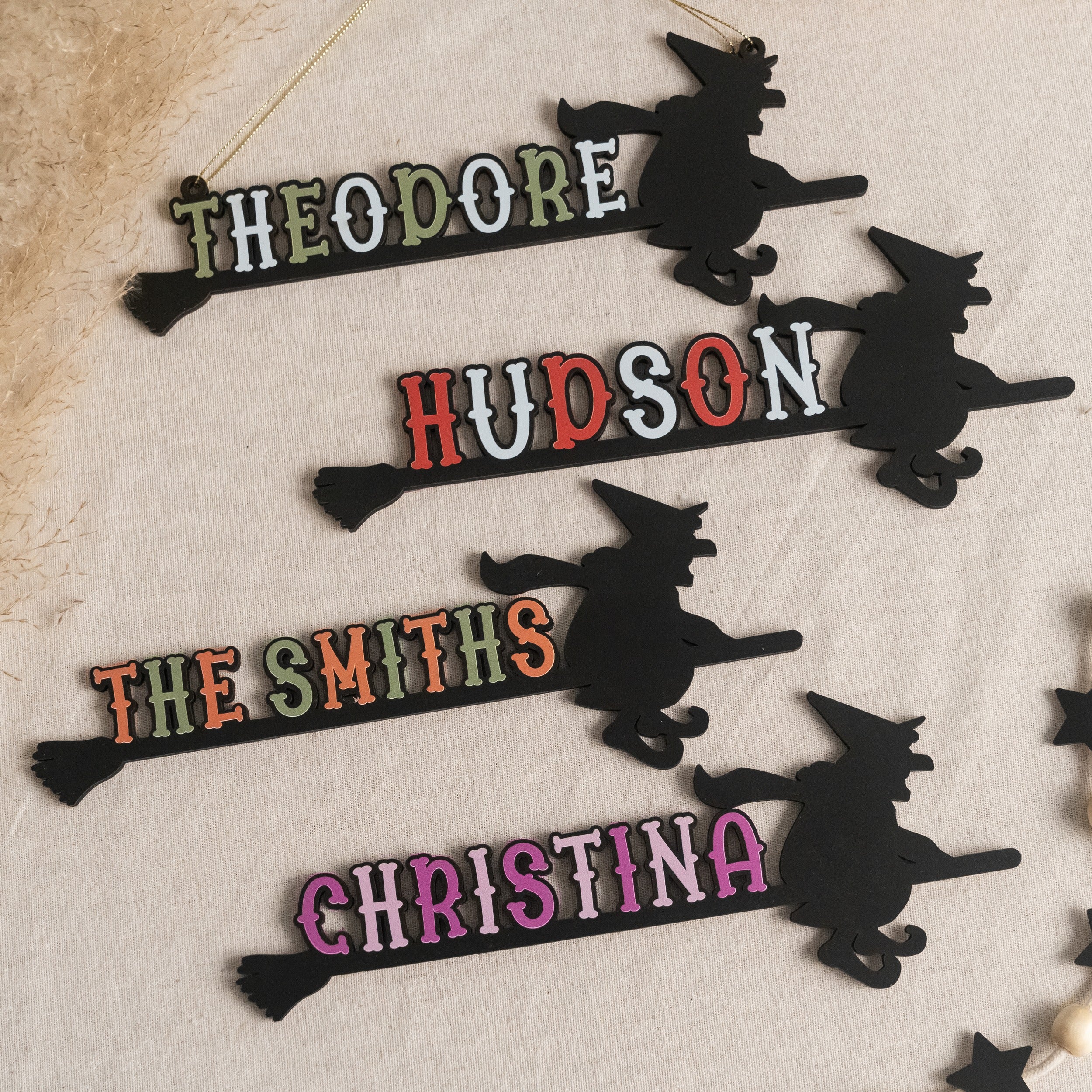 Personalized Witch Halloween Name Sign Wood for Wall Decor Y98