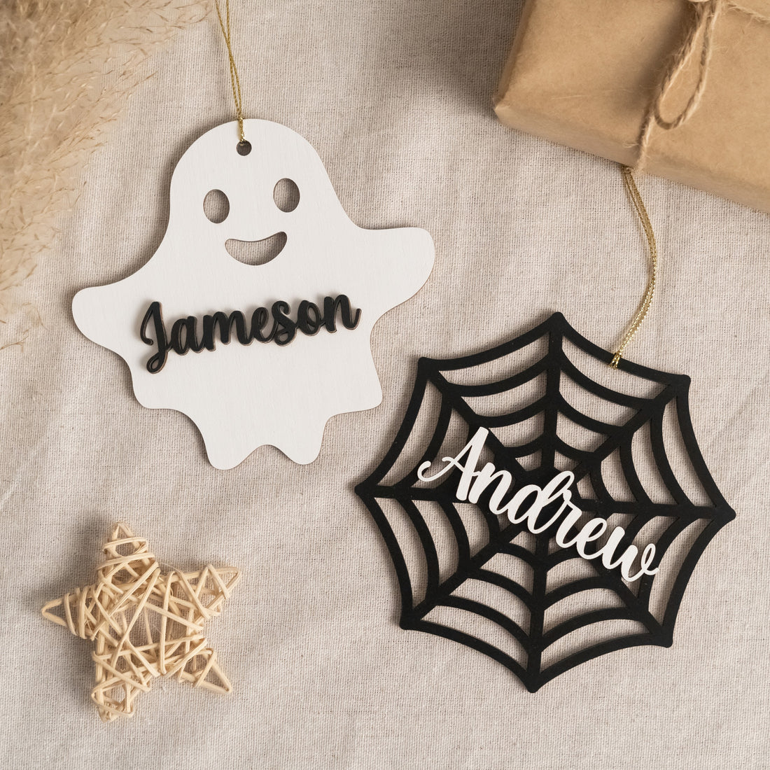 Personalized Wooden Halloween Basket Tags for Halloween Wall Art and Wood Decor D04