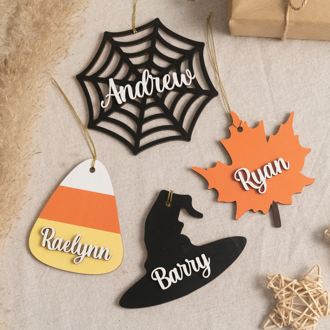 Personalized Wooden Halloween Basket Tags for Halloween Wall Decorations and Wood Decor D04