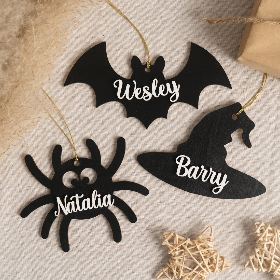Personalized Wooden Halloween Basket Tags for Halloween Decor Wall and Wood Halloween Decor D04