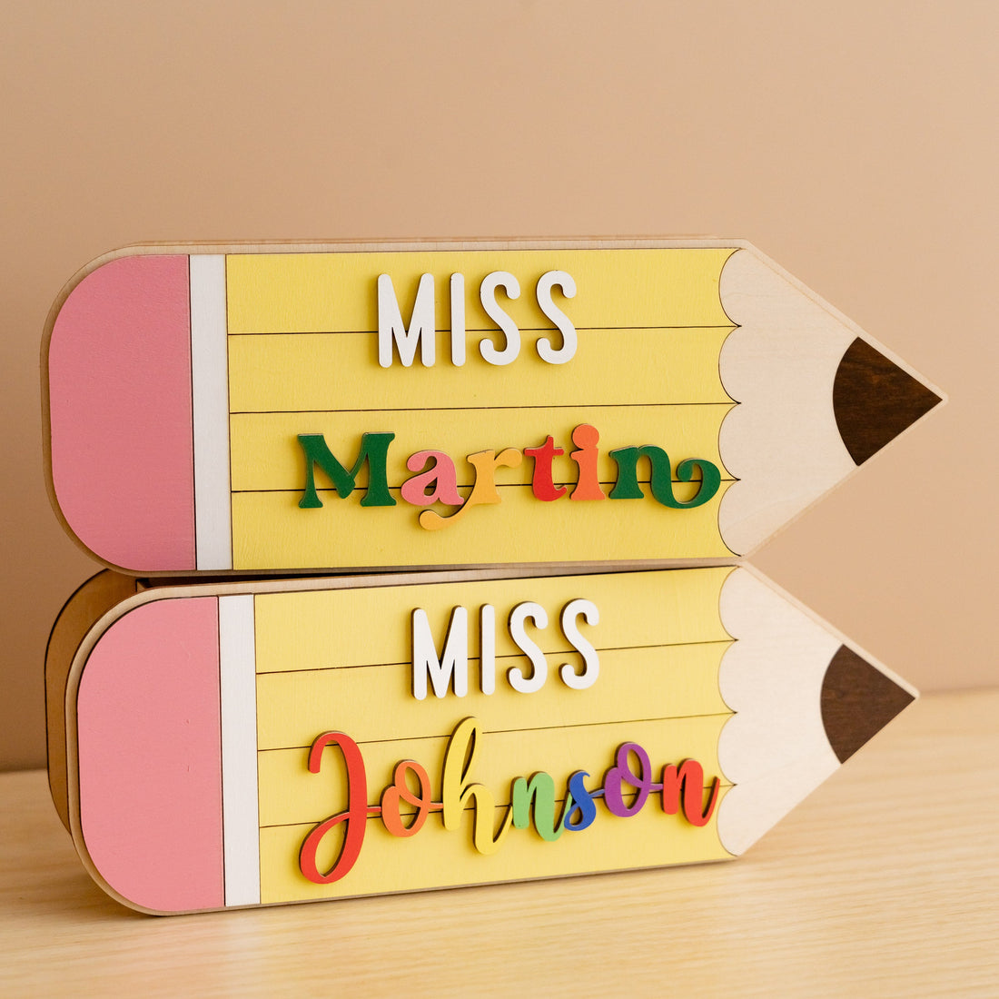 Customized Wooden Teacher's Pencil Desk Holder R02