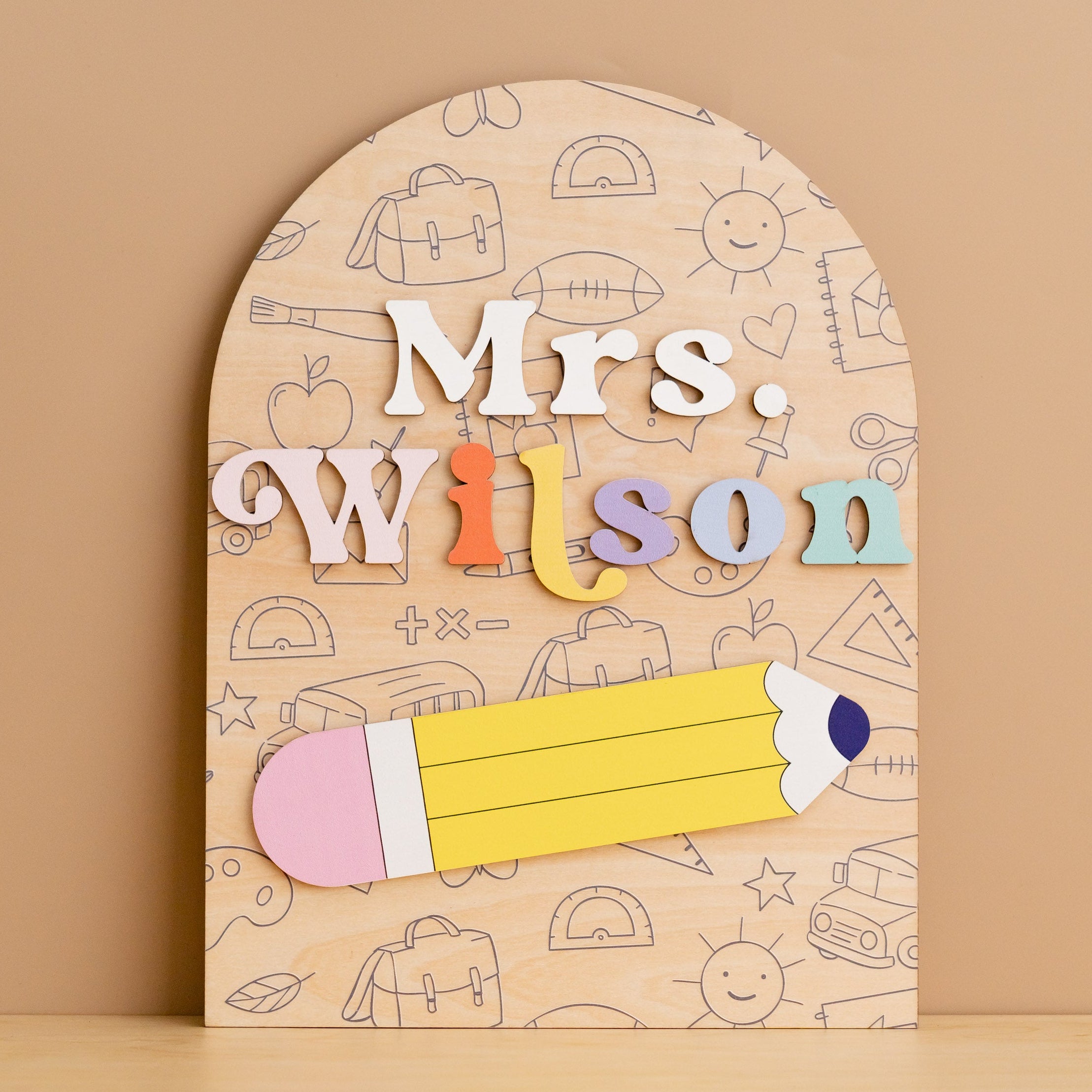 Personalized Wooden Teacher’s Name Sign for Teacher Desk Decor and Gifts R01