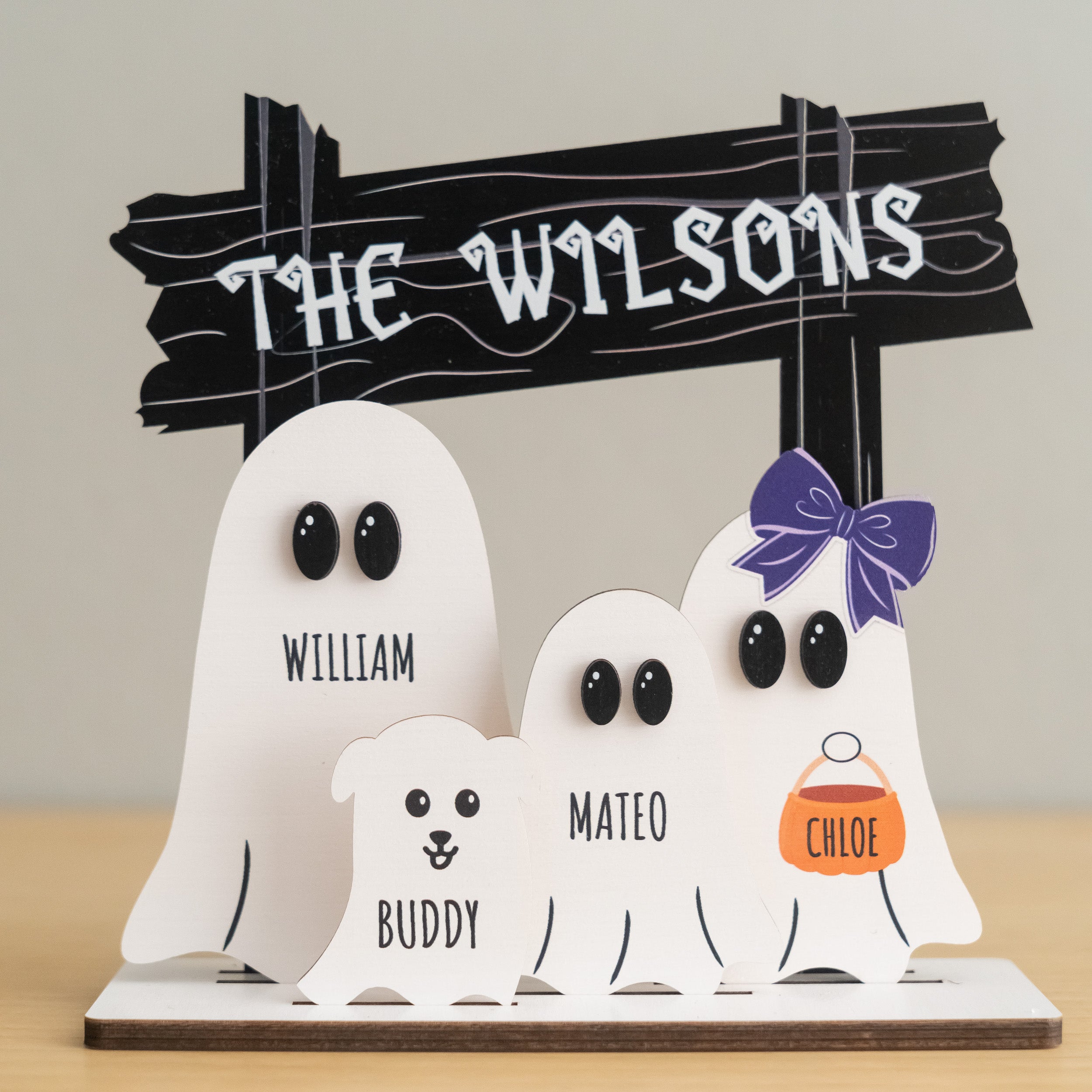 Personalized Wooden Halloween Boo Crew Sign Wood for Table D08