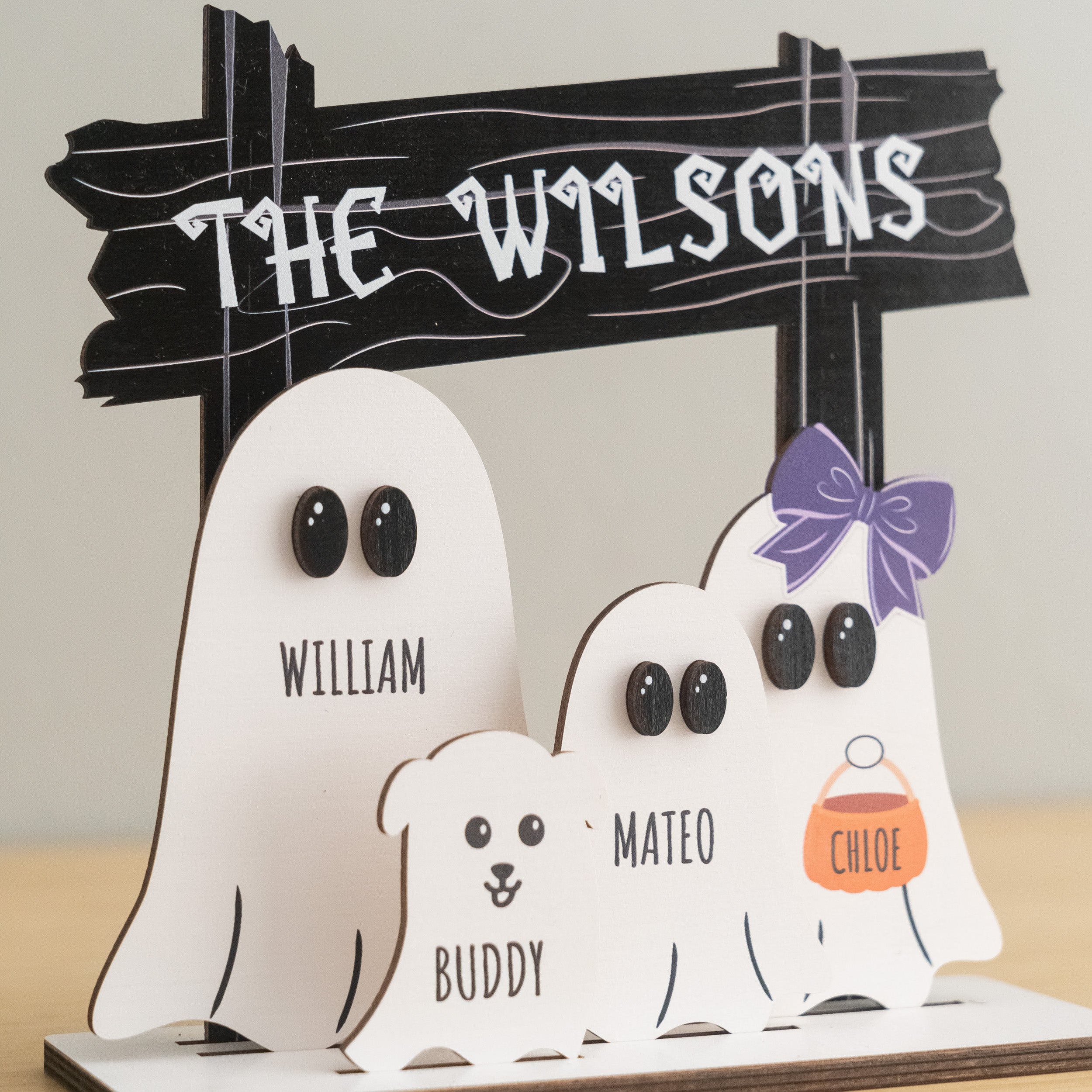 Personalized Wooden Halloween Boo Crew Sign Wood for Table D08