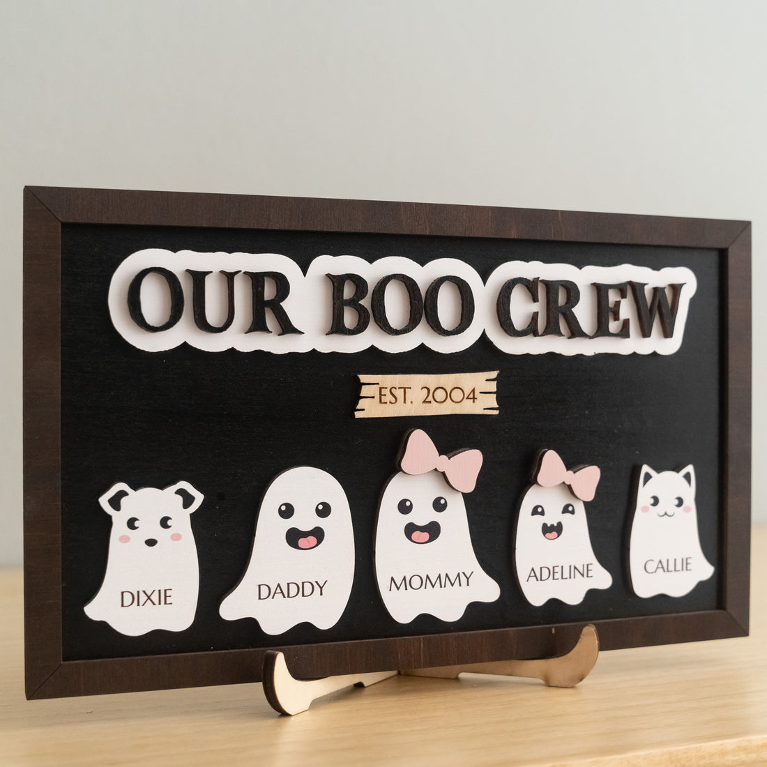 Personalized Halloween Ghost Family Sign for Halloween Table Decor and Wooden Halloween Decor D09