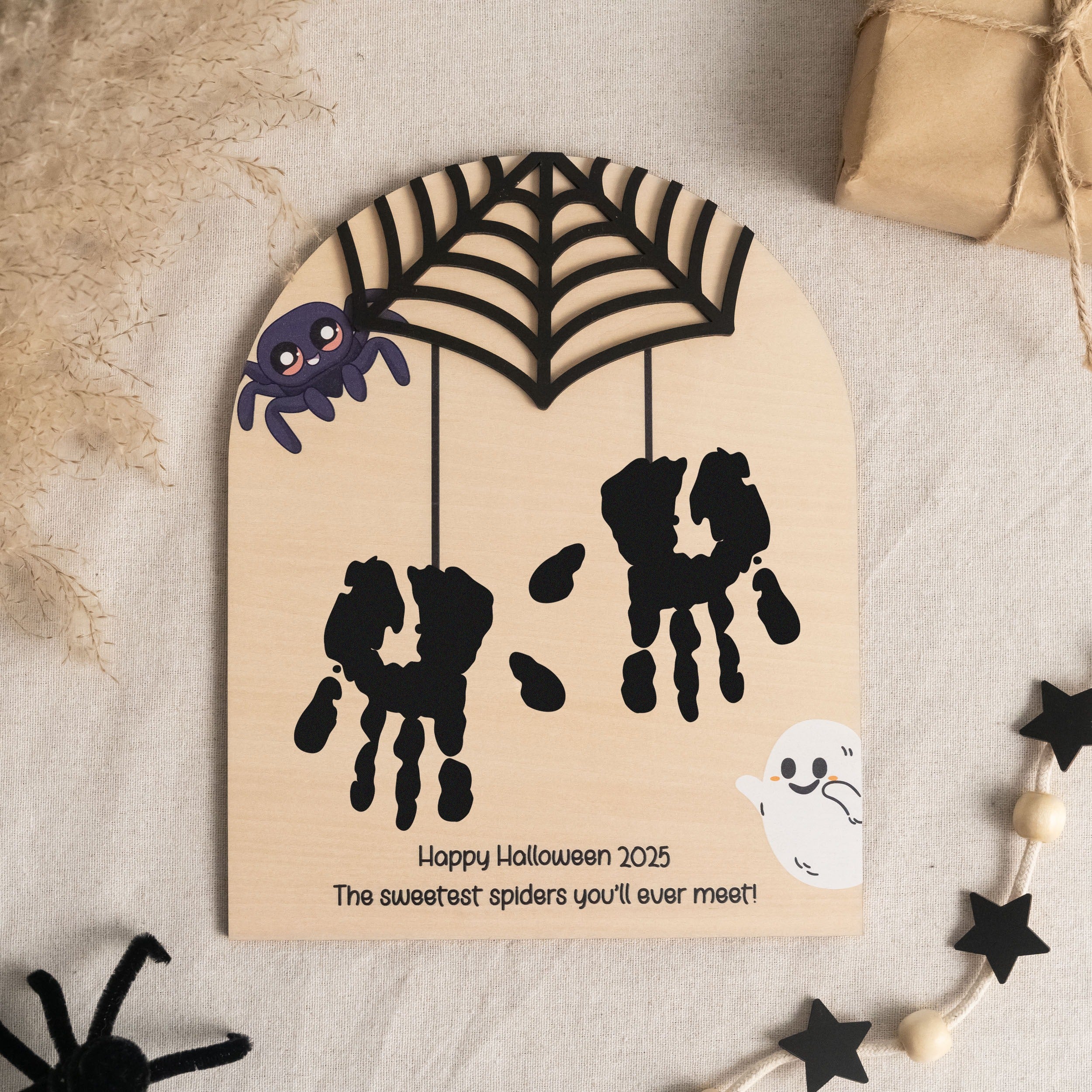 Wooden Halloween Baby Handprint Sign for Baby Keepsake D07