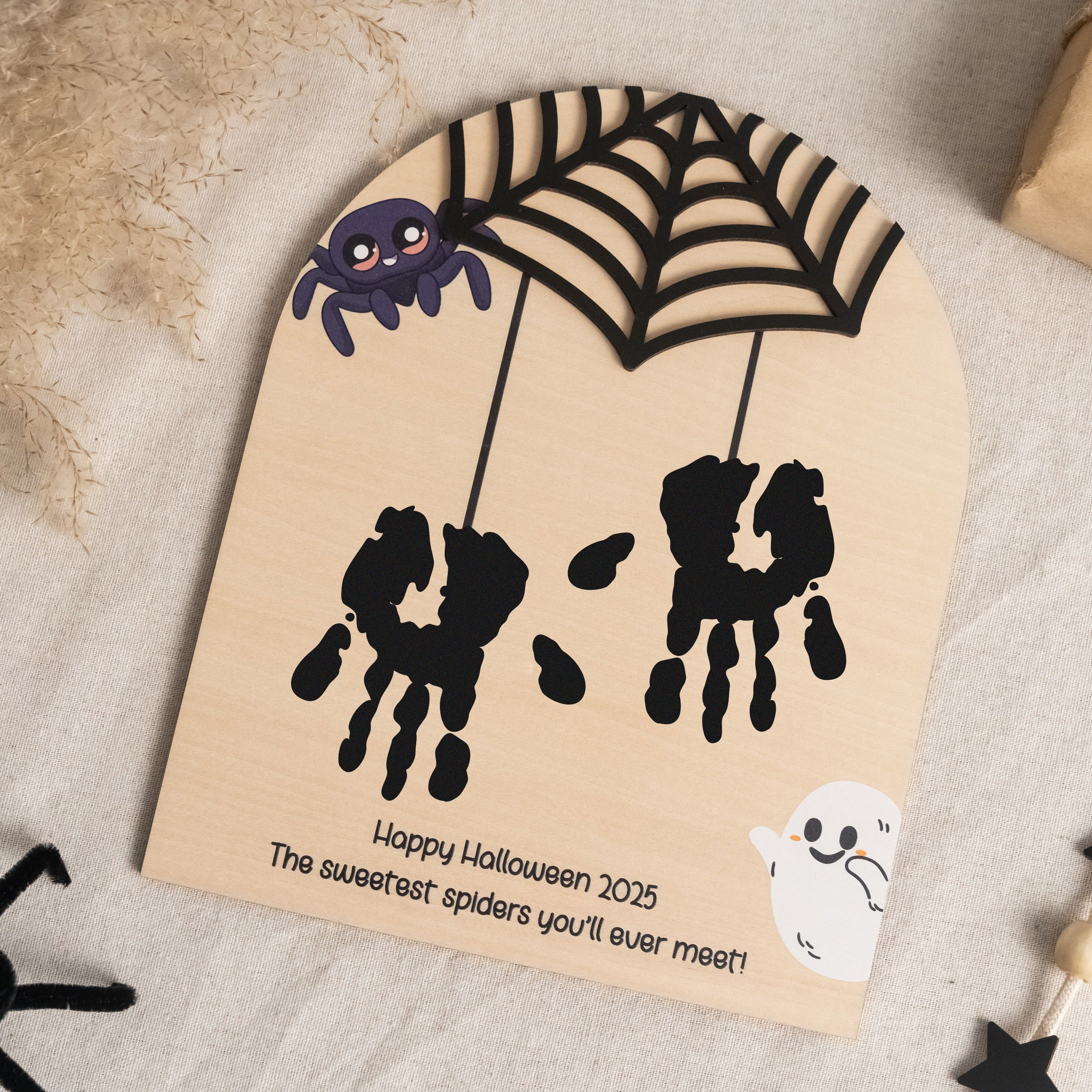 Wooden Halloween Baby Handprint Sign for Baby Keepsake D07
