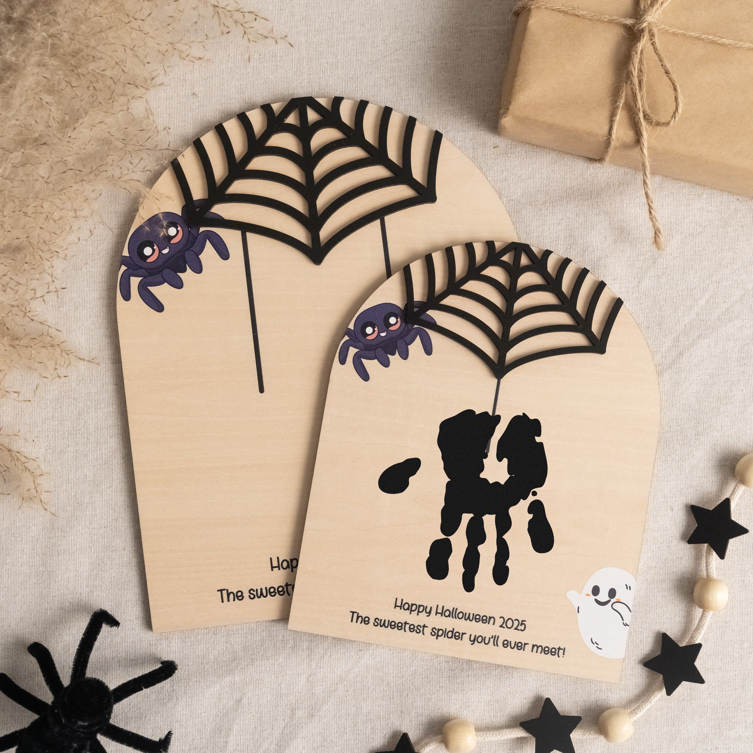 Wooden Halloween Baby Handprint Sign for Baby Keepsake D07