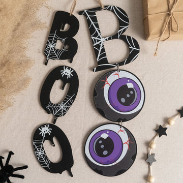 Wooden Boo Halloween Wall Hanging Wood for Boo Wall Decor D10