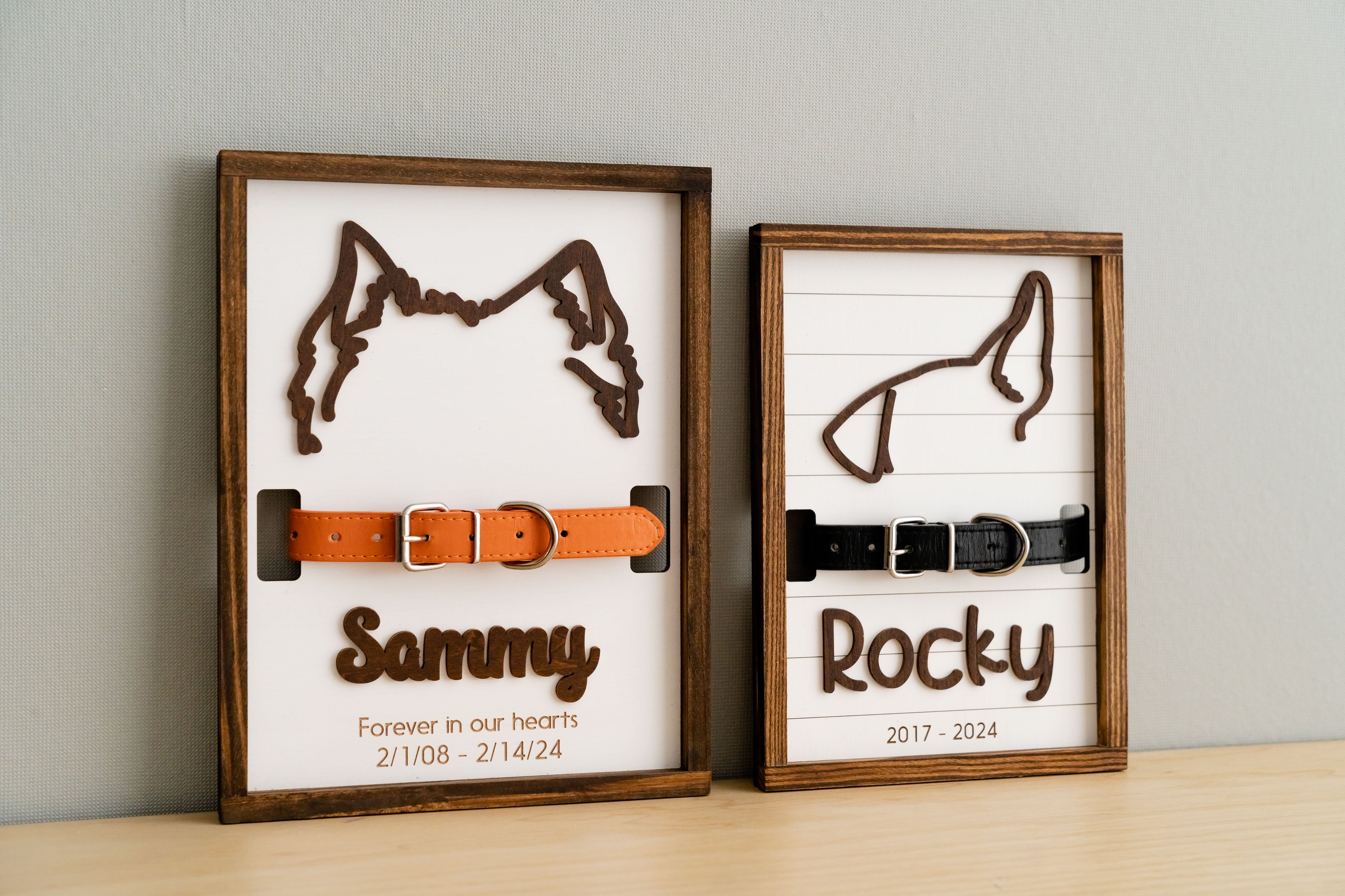 Boho Minimalist Pet Memorial And Framed Dog Ear Illustration