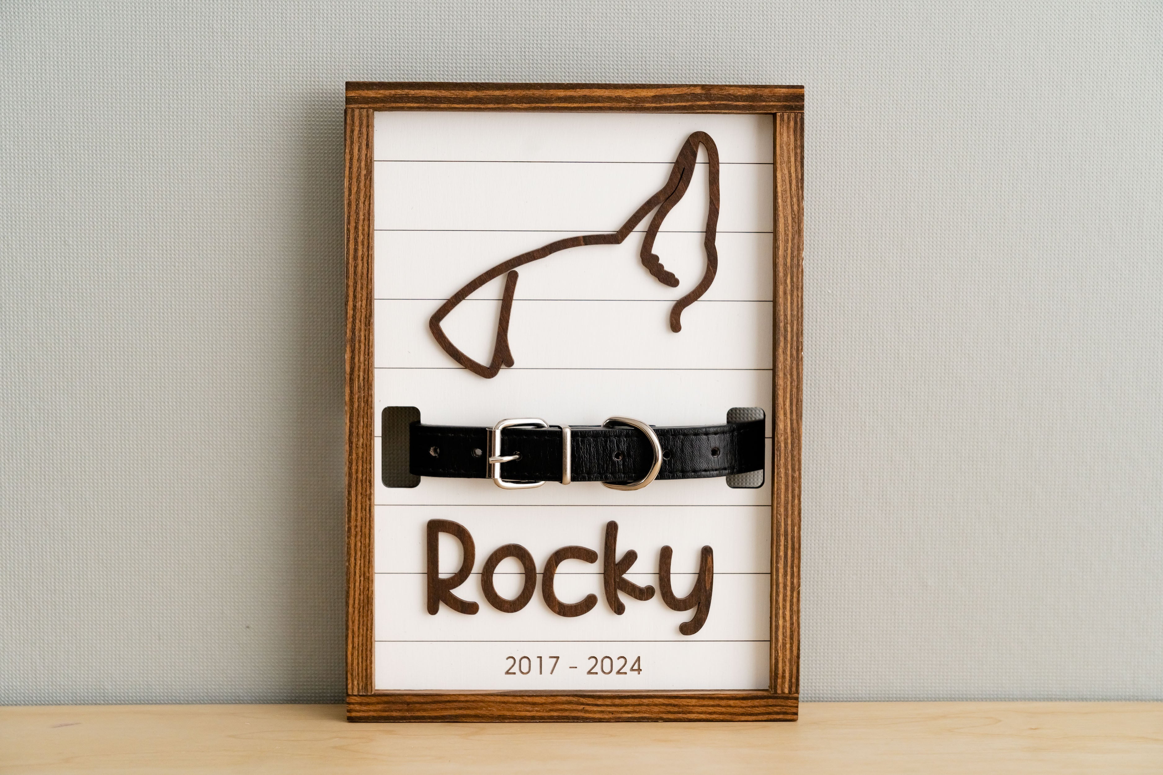 Boho Minimalist Pet Memorial And Framed Dog Ear Illustration