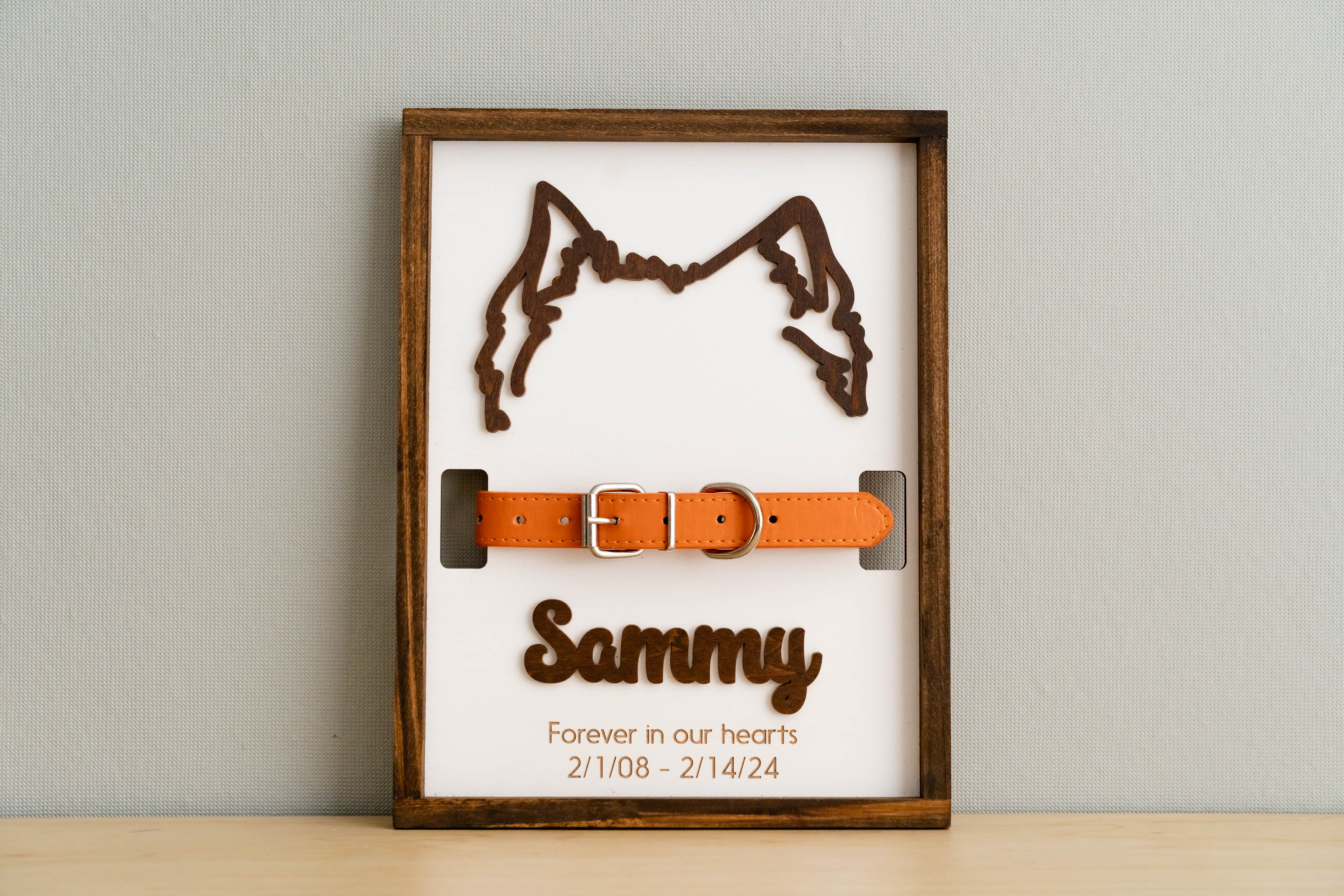 Dog Ear Drawing Framed for Boho Minimalist Pet Memorial Decor