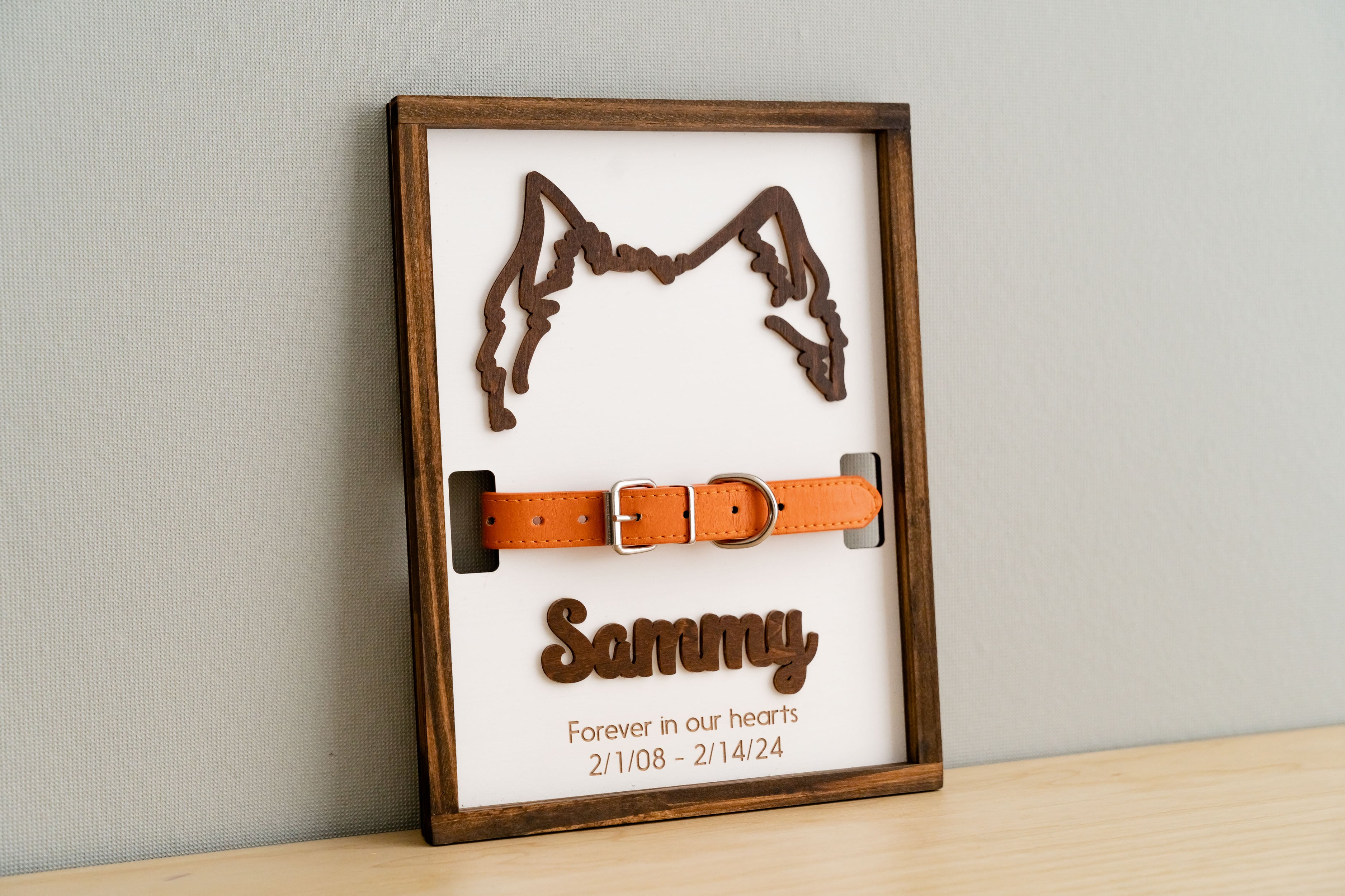 Dog Ear Drawing Framed for Boho Minimalist Pet Memorial Decor