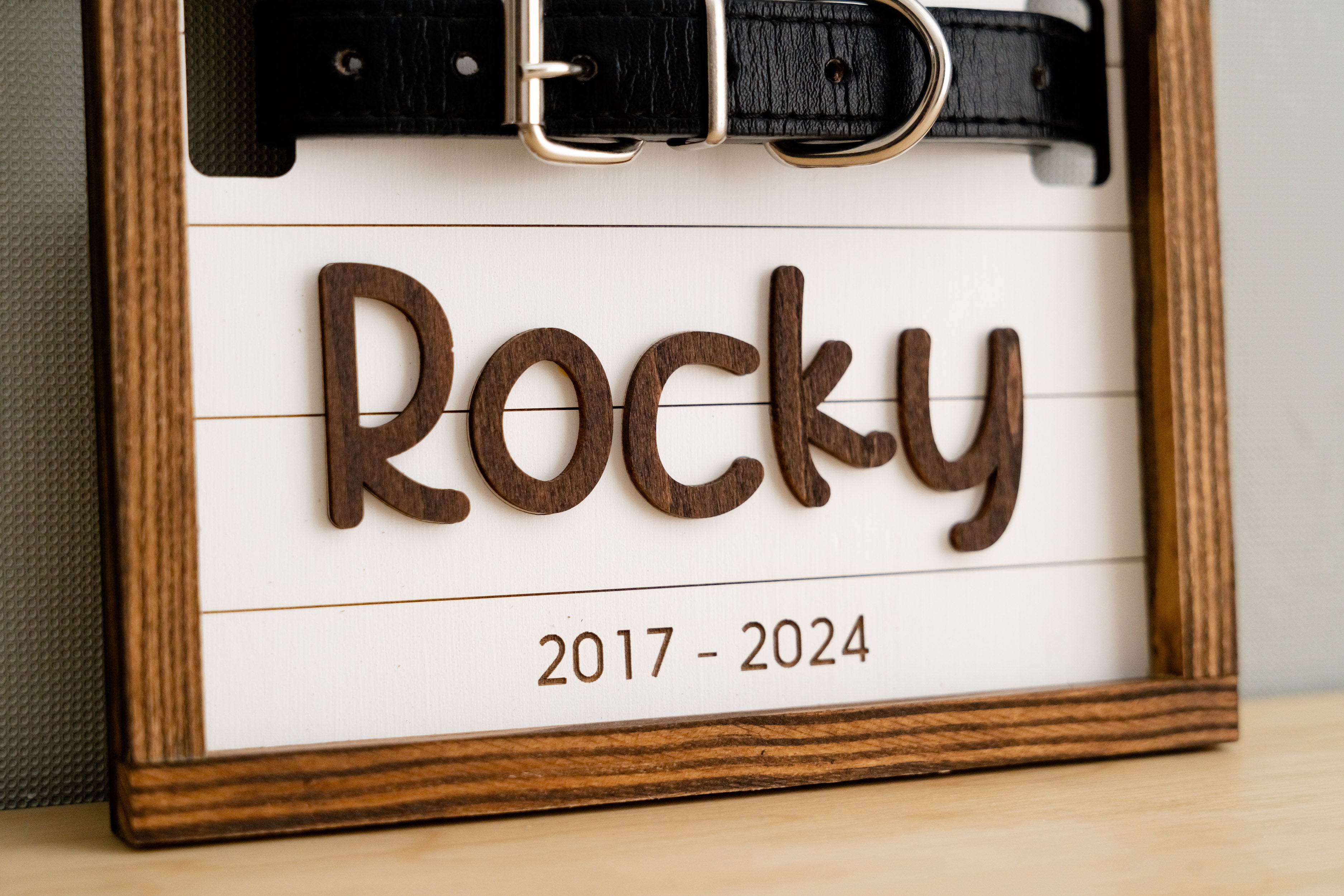 Dog Ear Drawing Framed Wood for Pet Memorial Gift and Decor G98