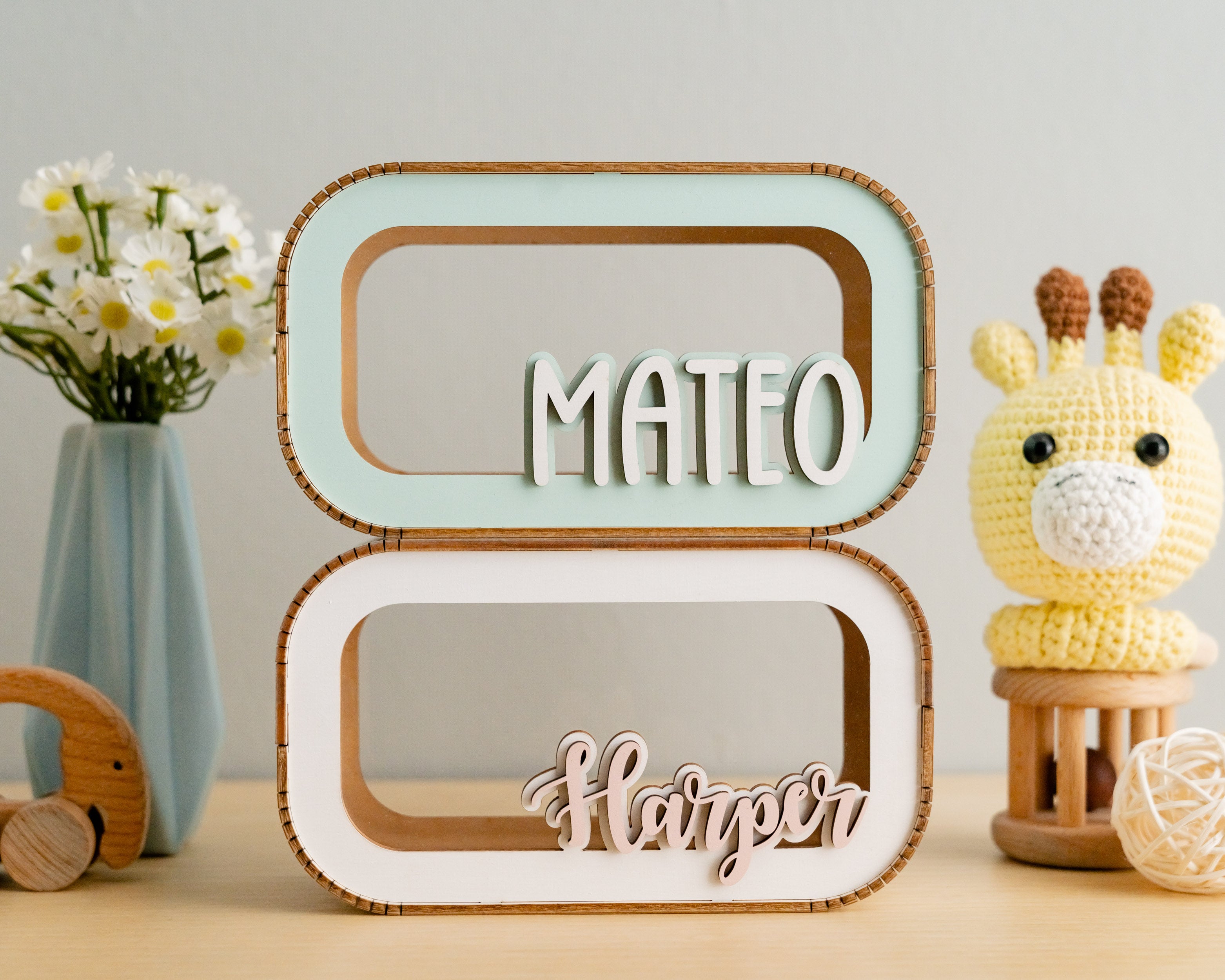 Custom Wooden Piggy Bank for Kids and Nursery Decor E05