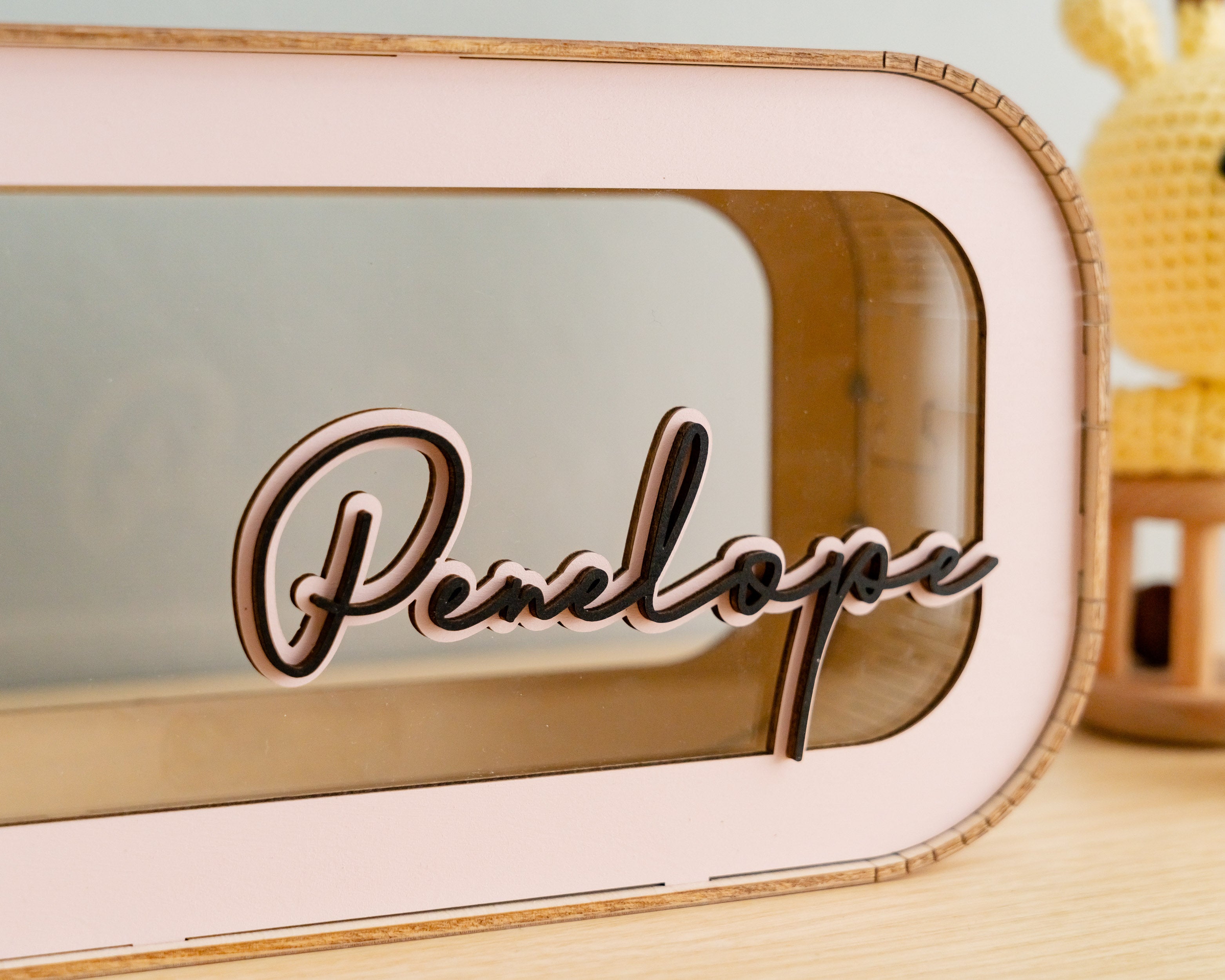 Personalized Wooden Piggy Bank wood acrylic for kids piggy bank decor E05
