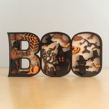 Layered Wooden Halloween BOO Sign Wood Table Decor D11