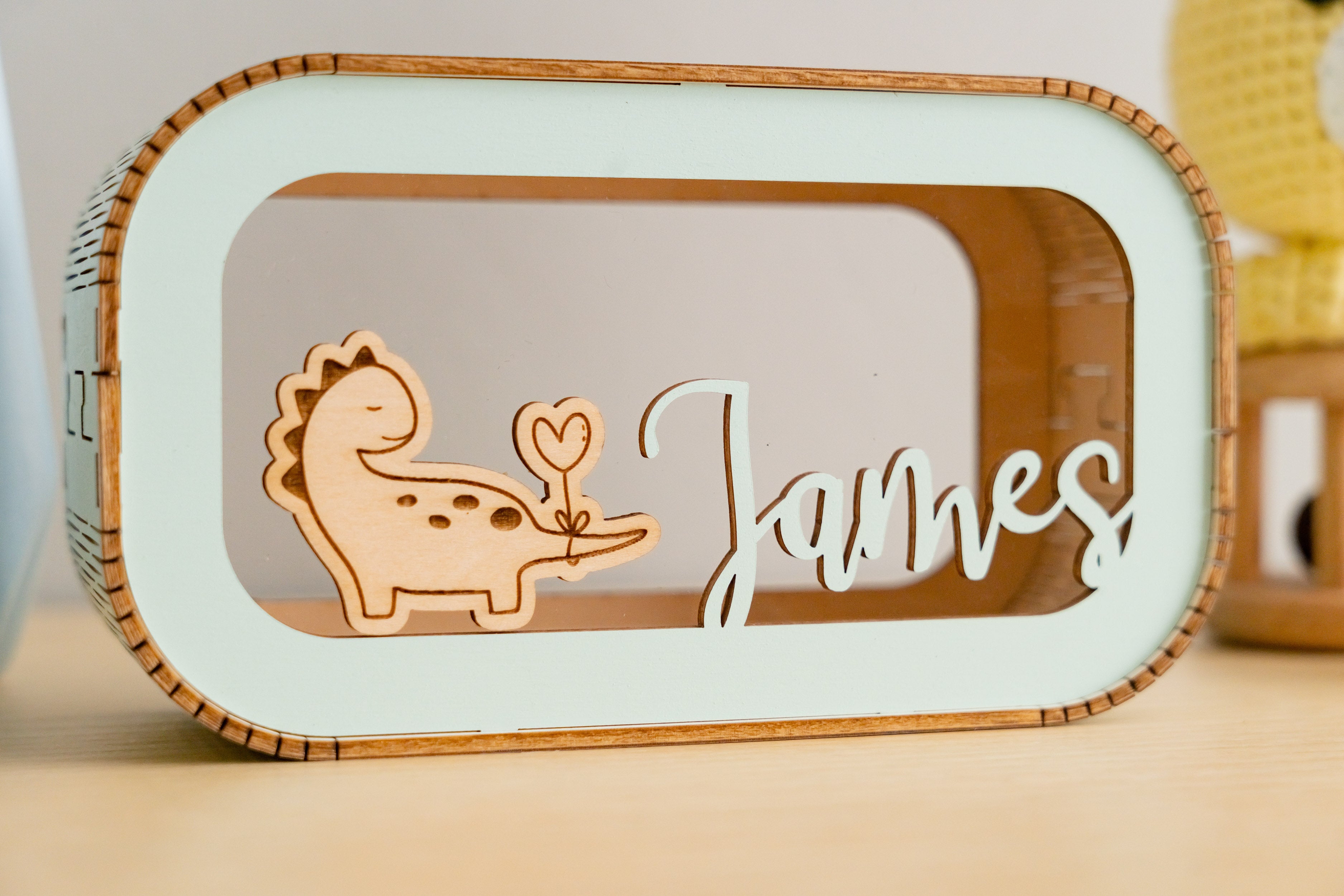 Scandinavian-Inspired Personalized Wooden Piggy Bank for Kids