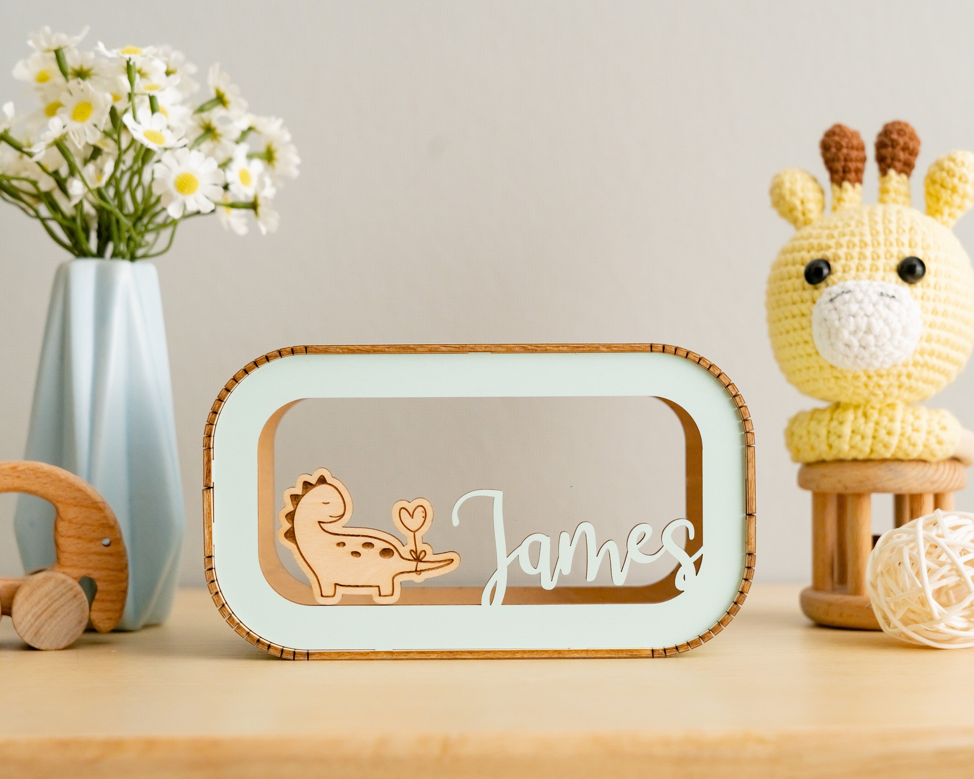 Scandinavian-Inspired Personalized Wooden Piggy Bank for Kids