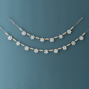 Wooden Snowflake Garland Wood Beads Christmas Garland for Rustic Christmas Decor Y03