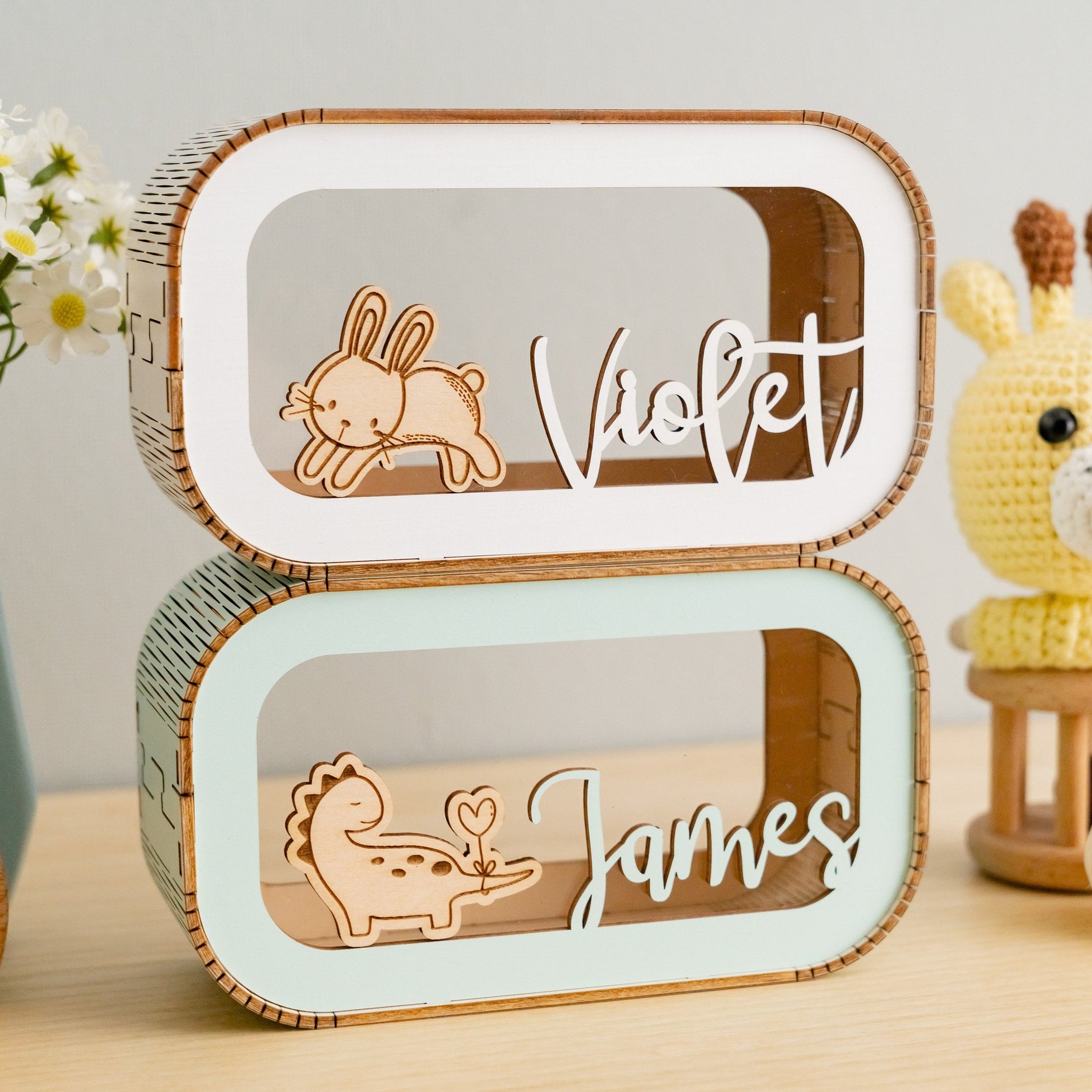 Personalized Animal Piggy Bank for Kids and Nursery Gift