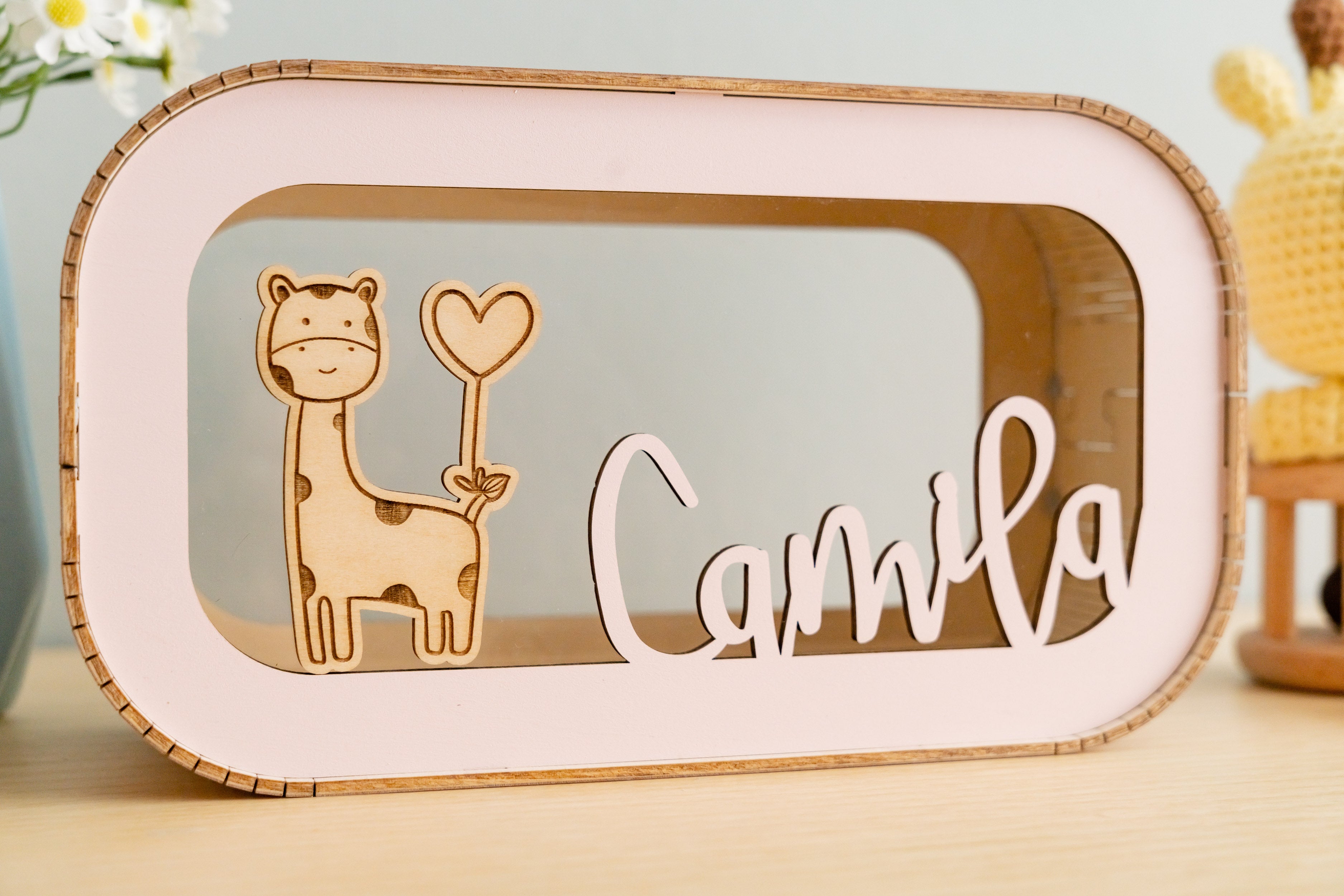 Scandinavian-Inspired Personalized Wooden Piggy Bank for Kids