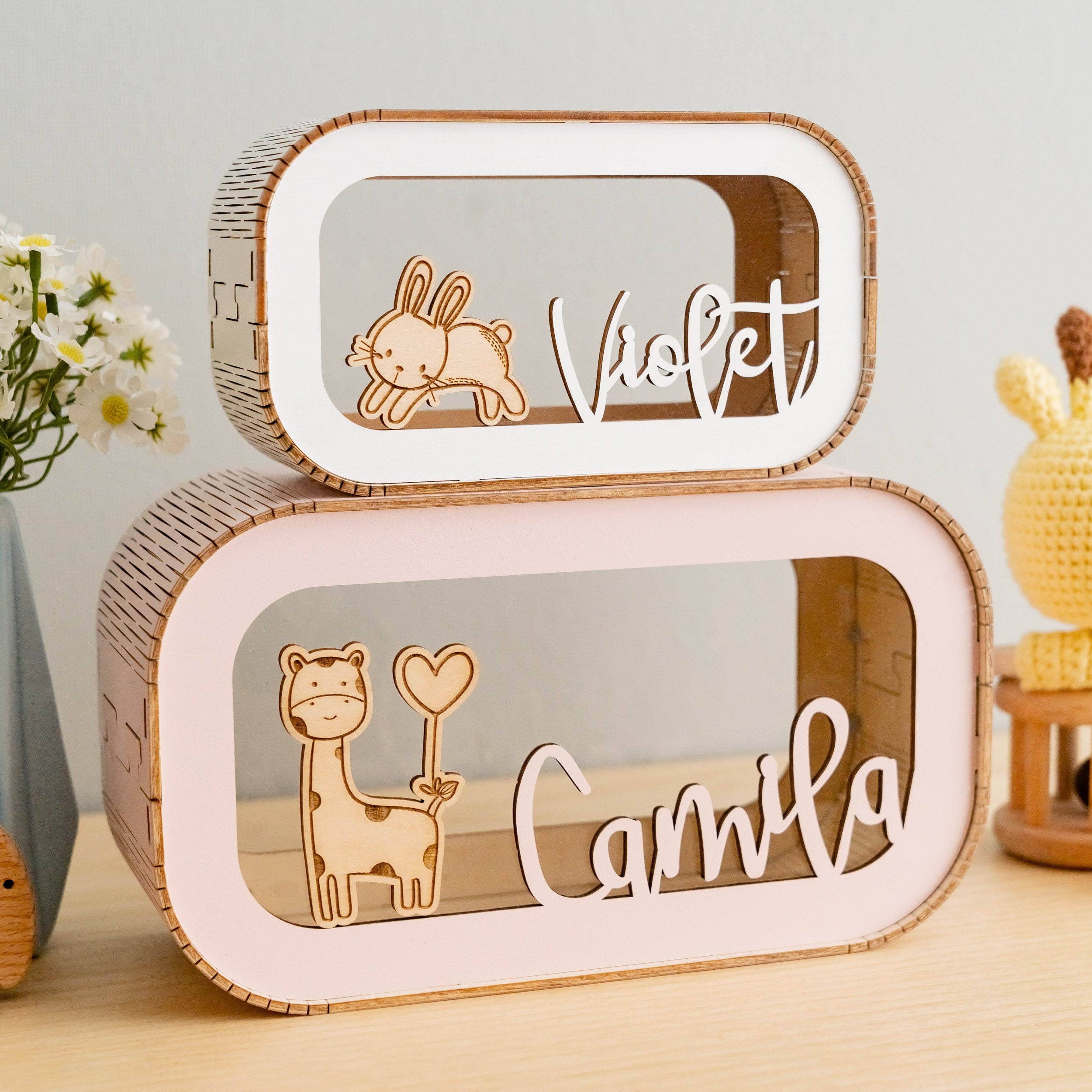 Personalized Animal Piggy Bank for Kids and Nursery Gift G87
