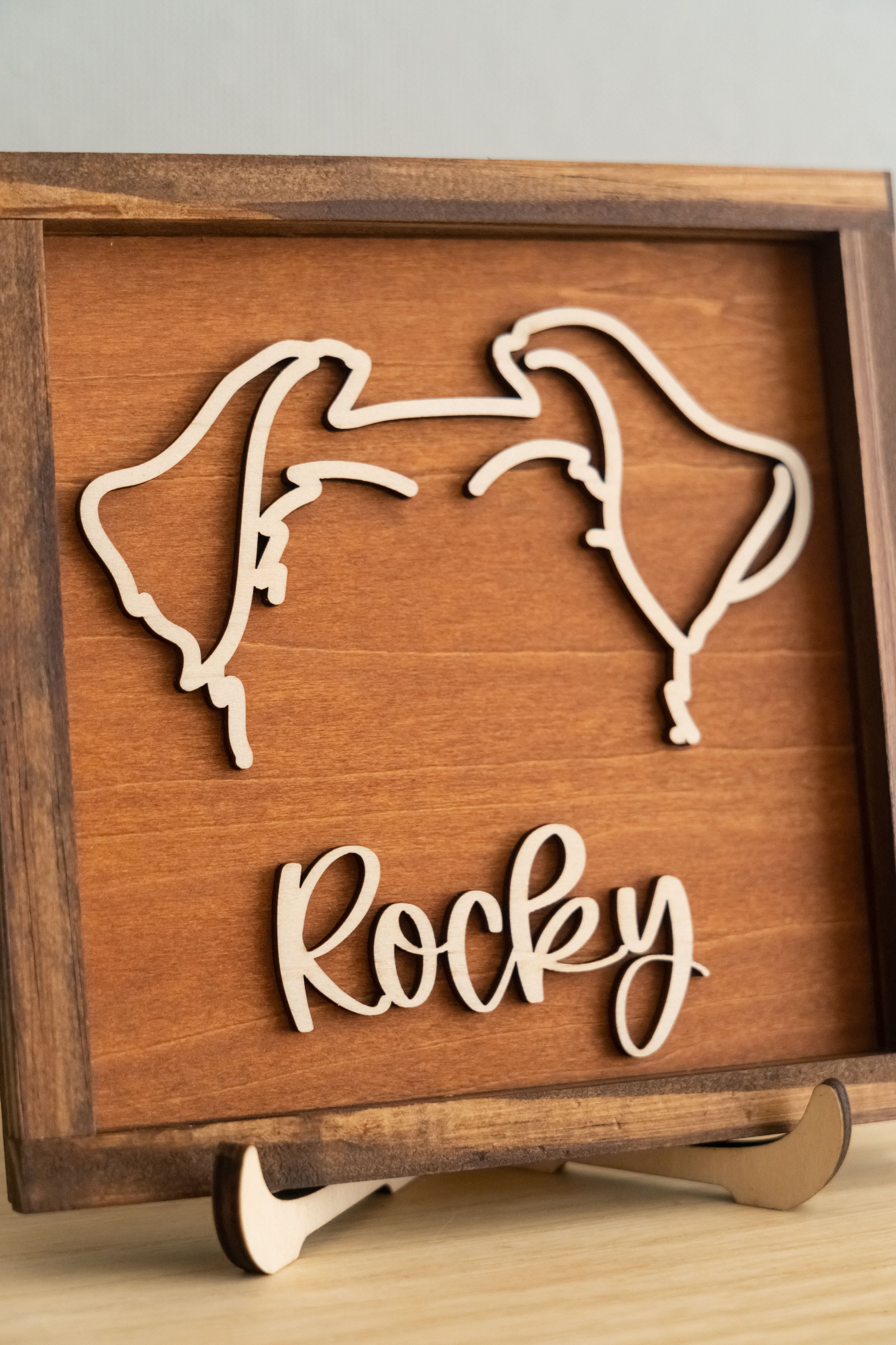 Dog Ear Framed Art Wood for Pet Memorial Decor and Silhouette Art J06