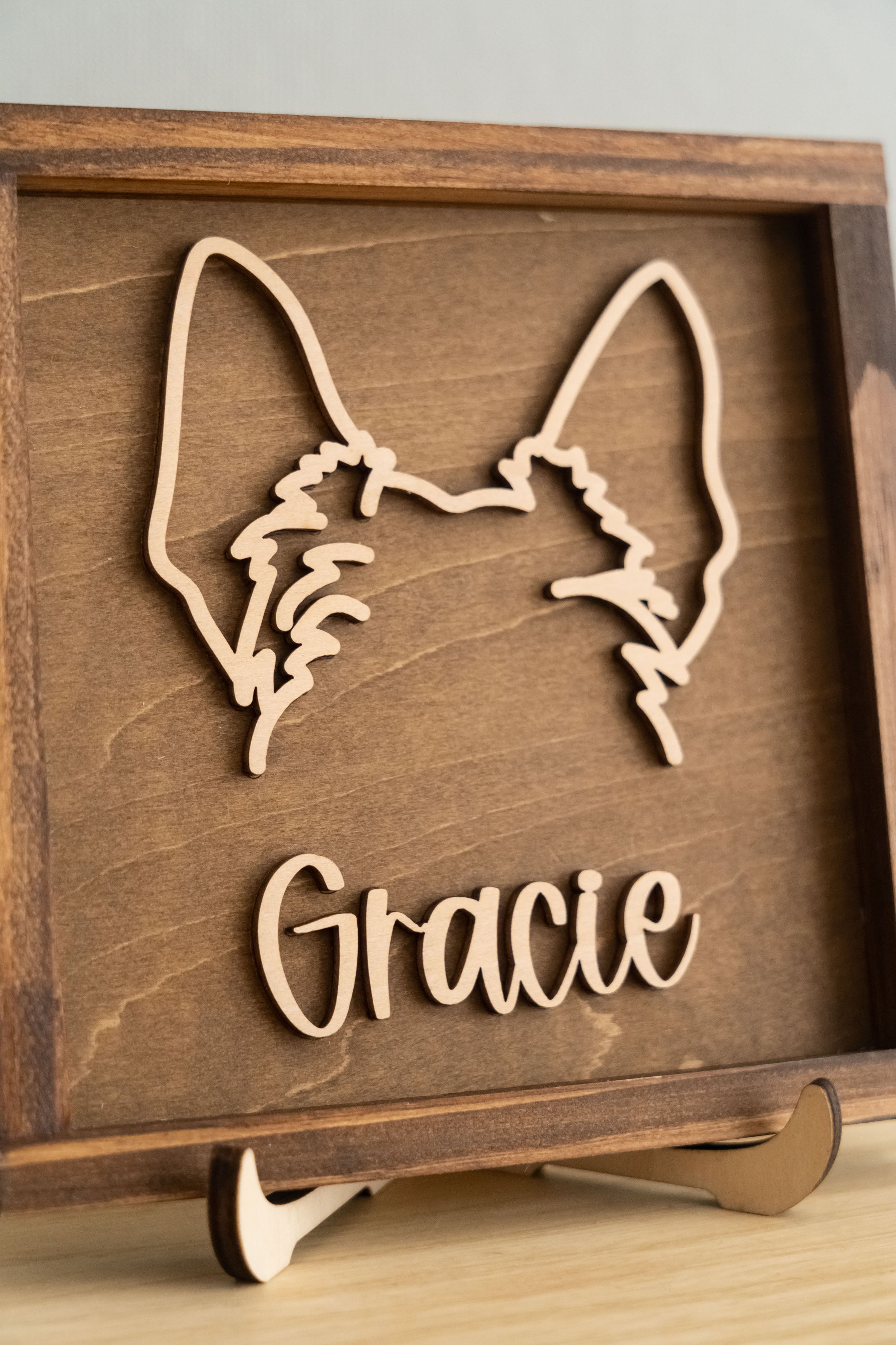Personalized Dog Ear Framed Art Wood for Pet Memorial Decor J06