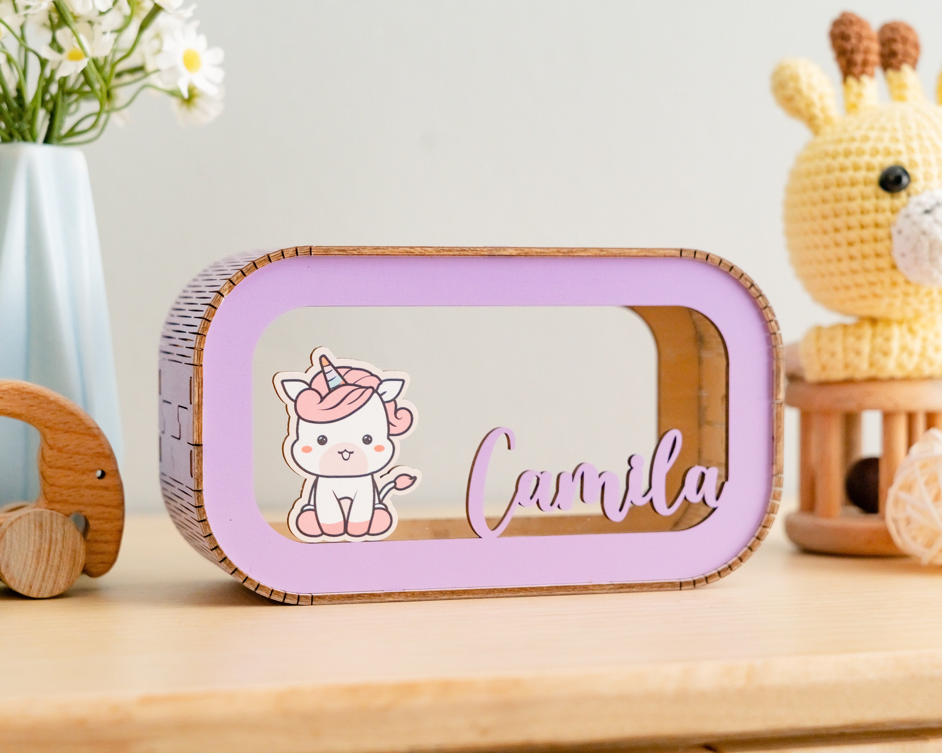 Personalized Wooden Money Box for Baby's First Birthday