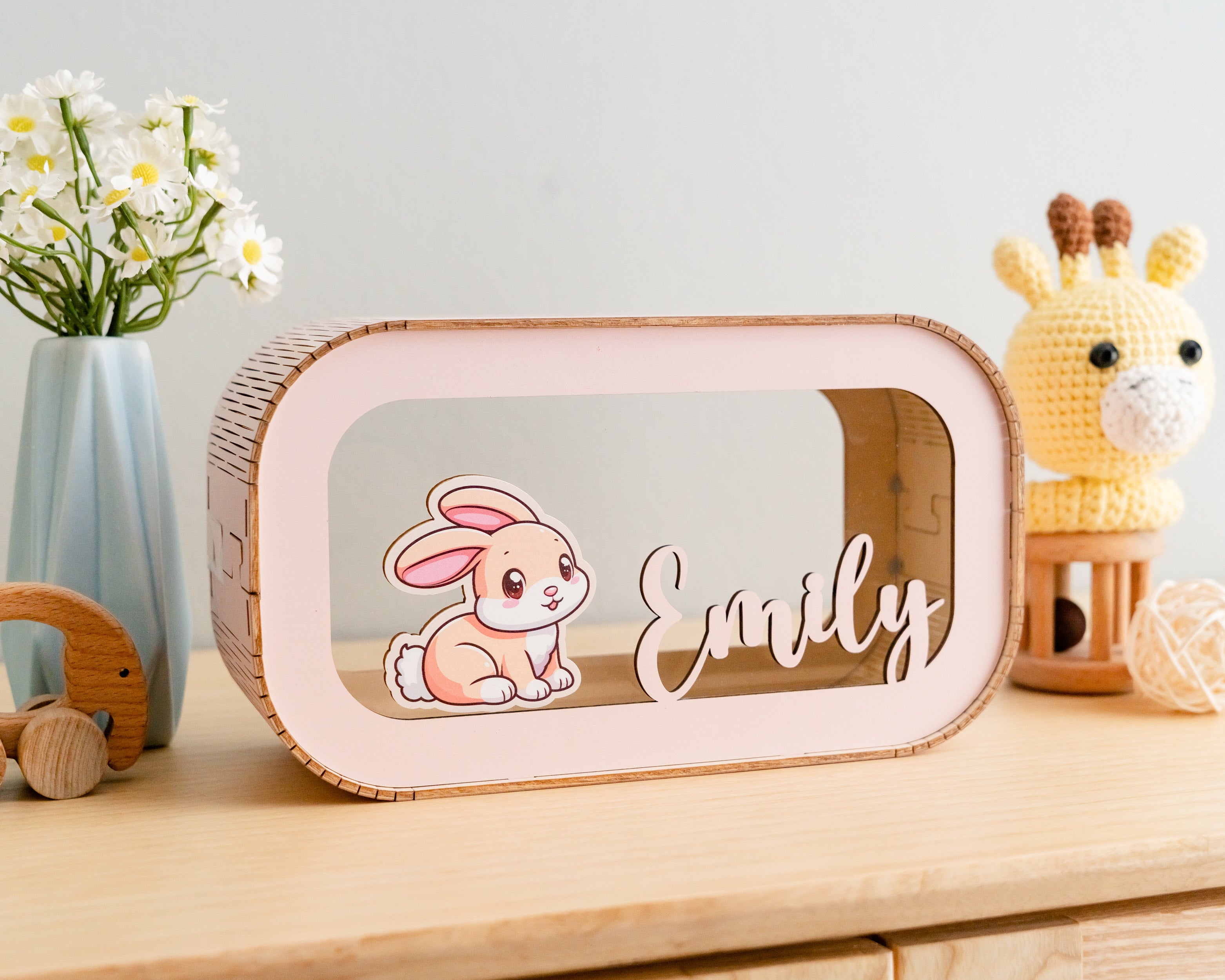 Personalized Wooden Money Box for Baby's First Birthday