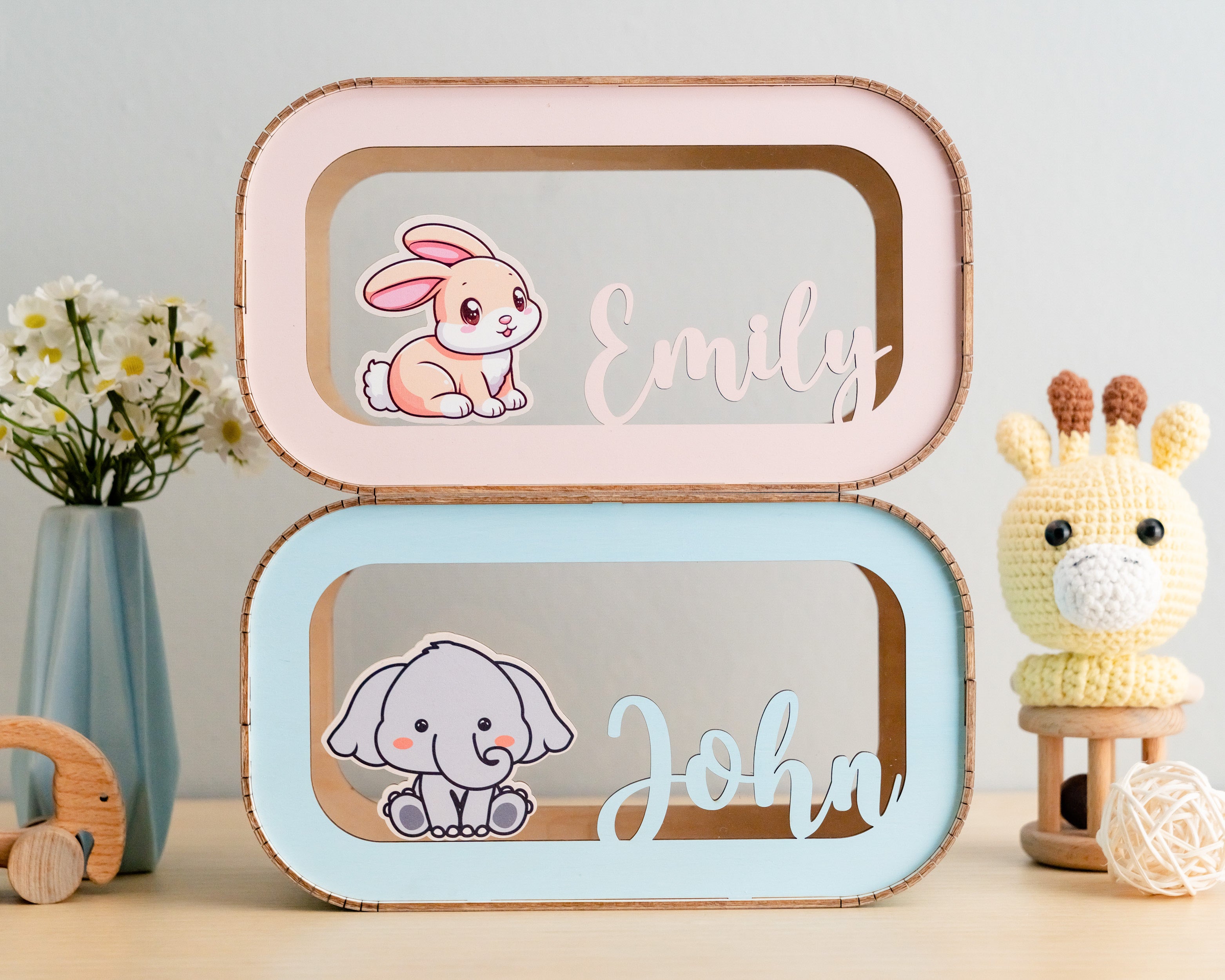 Personalized Wooden Money Box for Baby's First Birthday