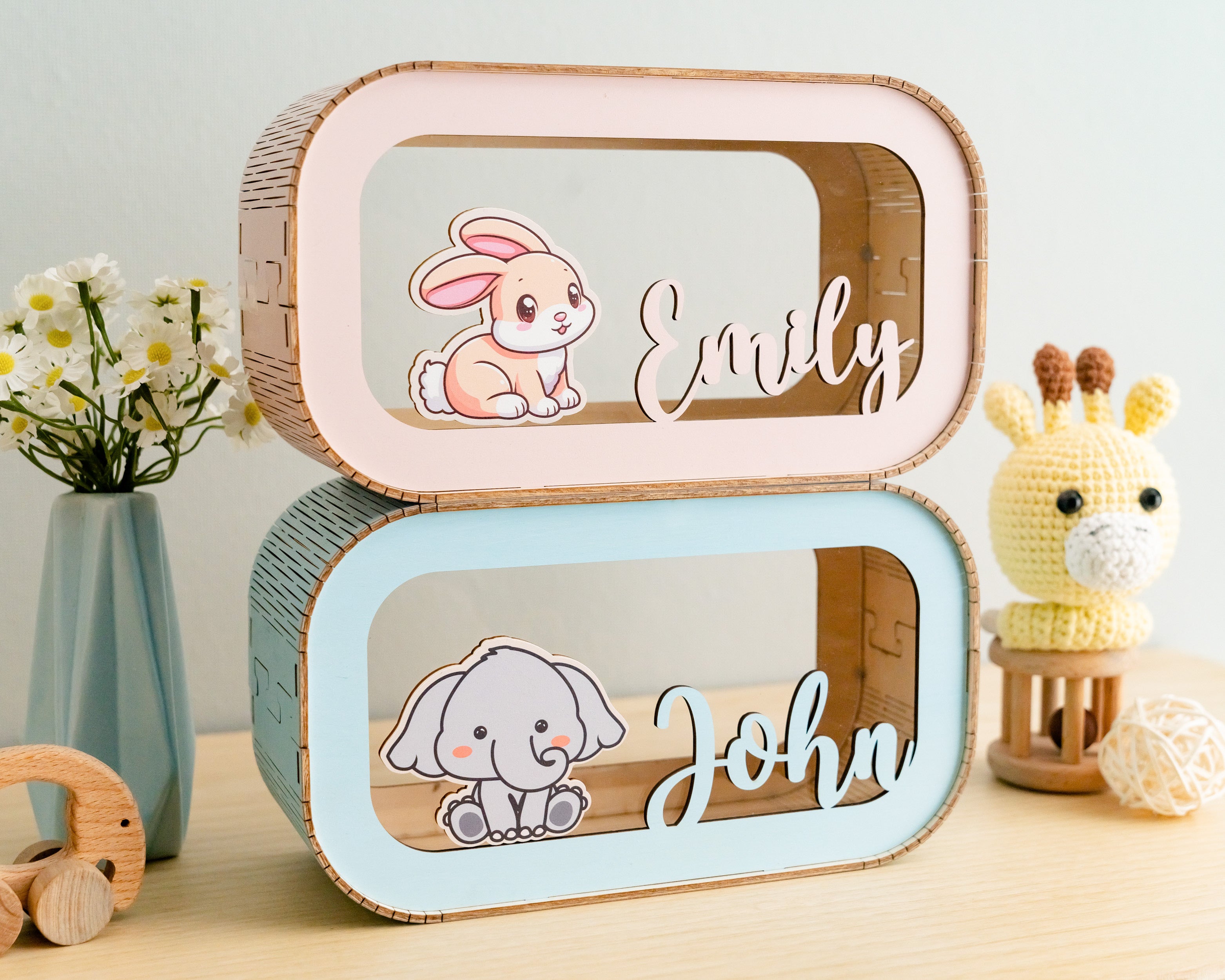 Personalized Wooden Money Box for Baby's First Birthday