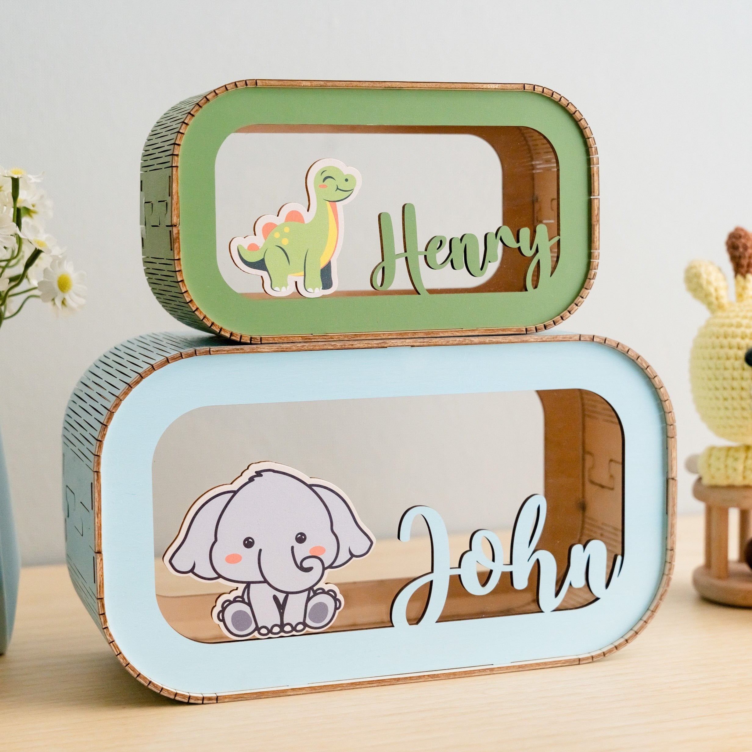 Personalized Wooden Money Box for Baby's First Birthday