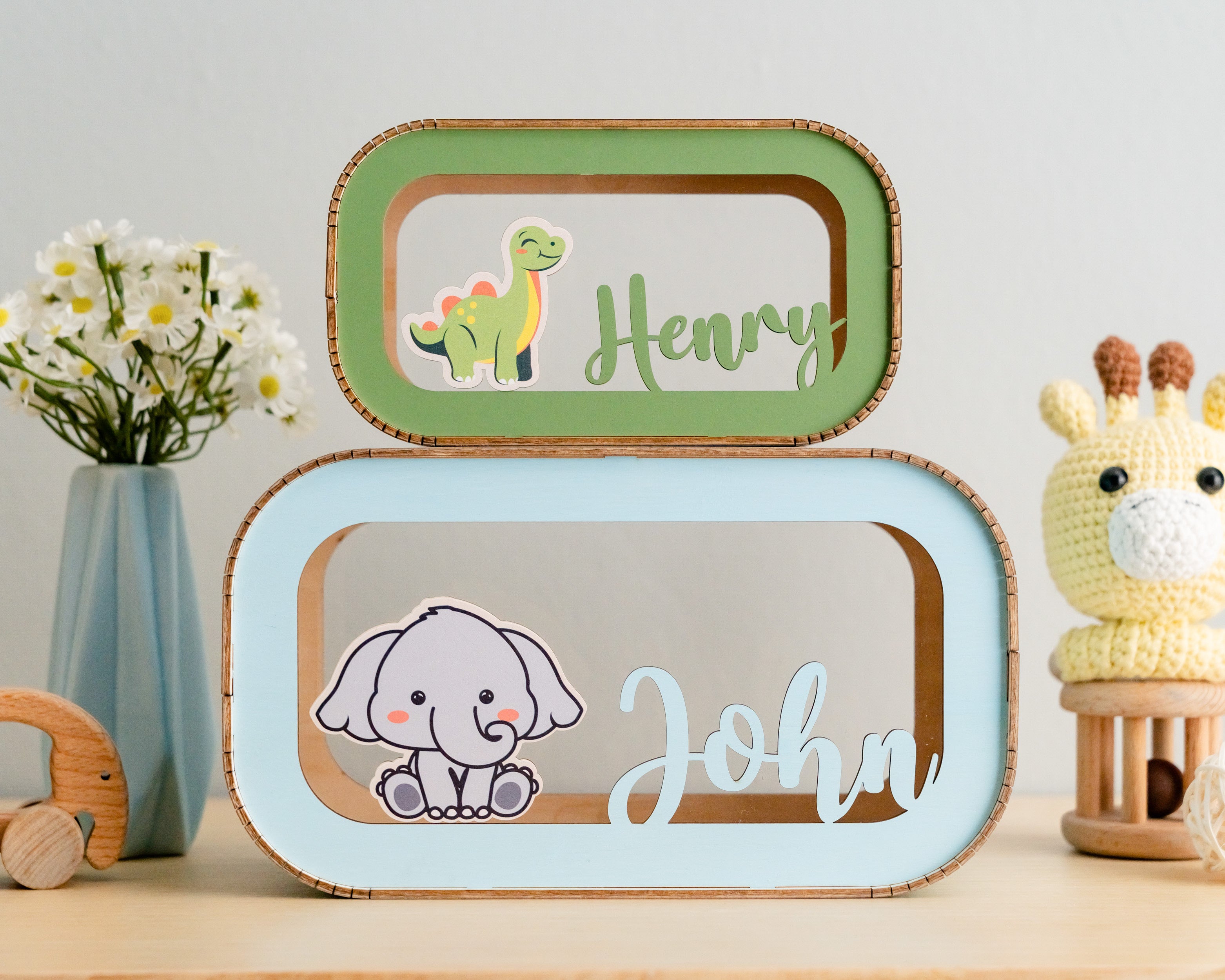 Personalized Wooden Money Box for Baby's First Birthday