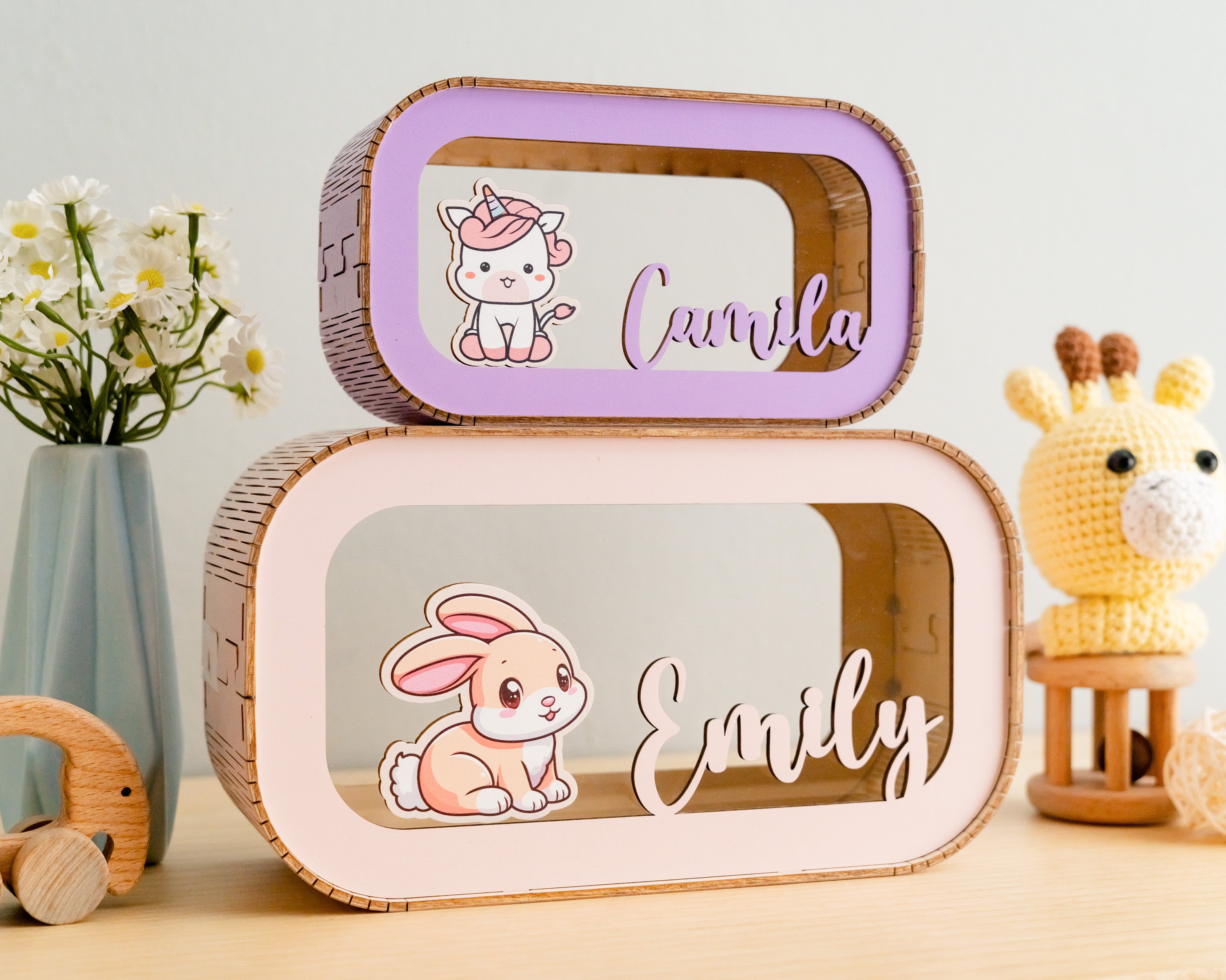 Personalized Wooden Money Box for Baby's First Birthday