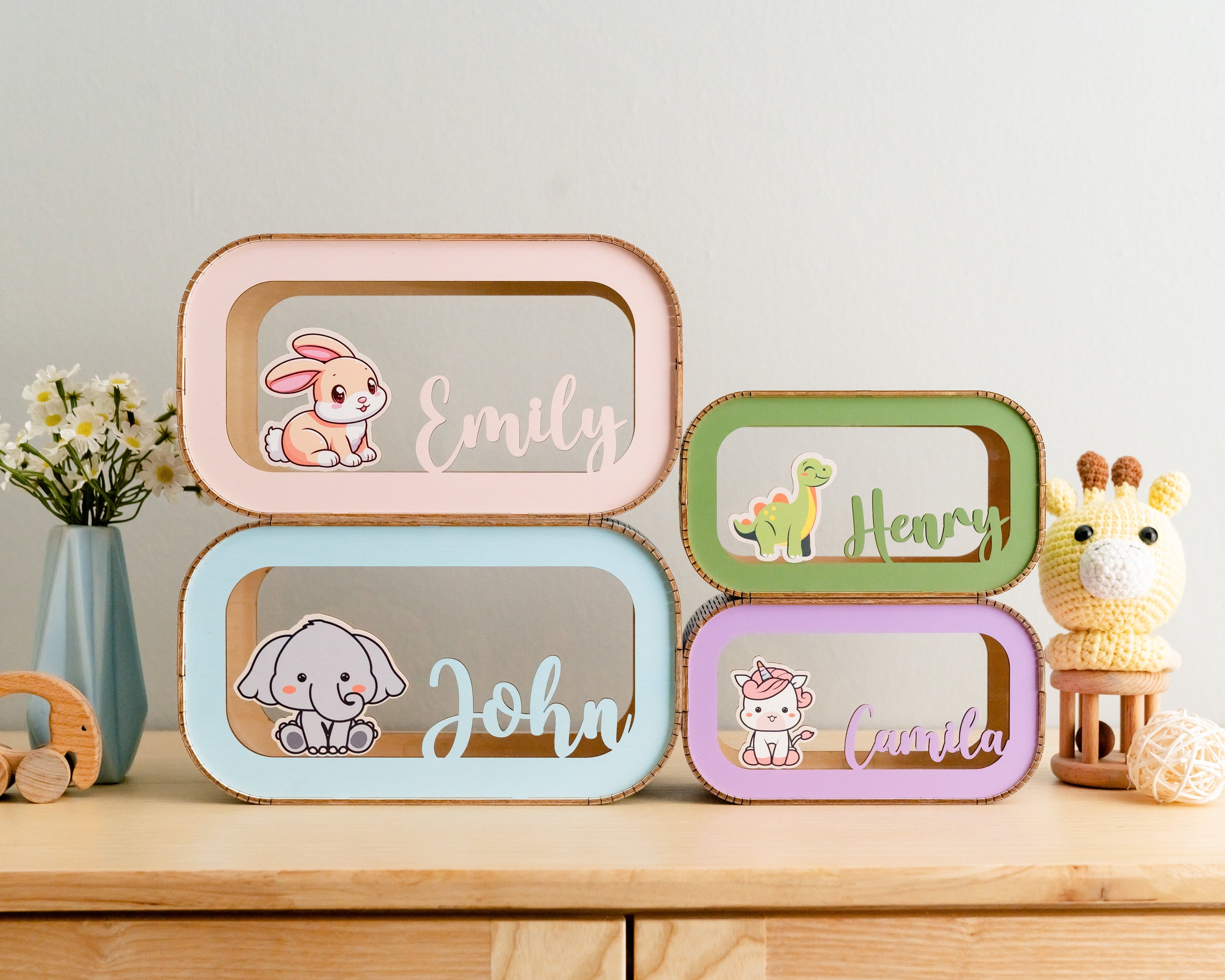 Personalized Wooden Money Box for Baby's First Birthday