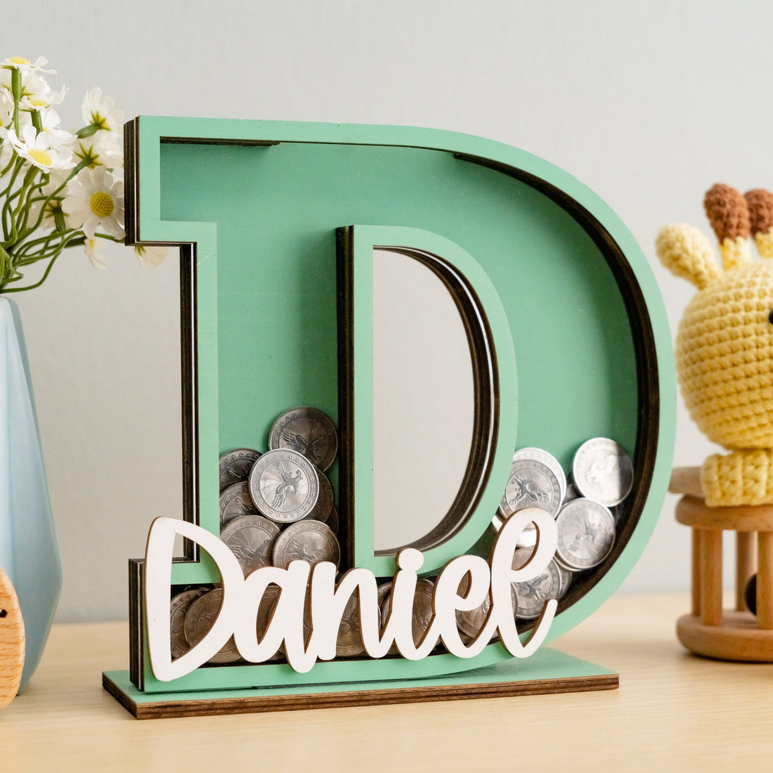 Personalized Letter Coin Bank for Kids or Room Decor