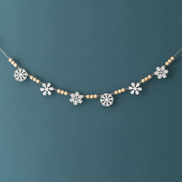 Wooden Snowflake Garland Wood Holiday Garland for Scandinavian Christmas Decor Y03