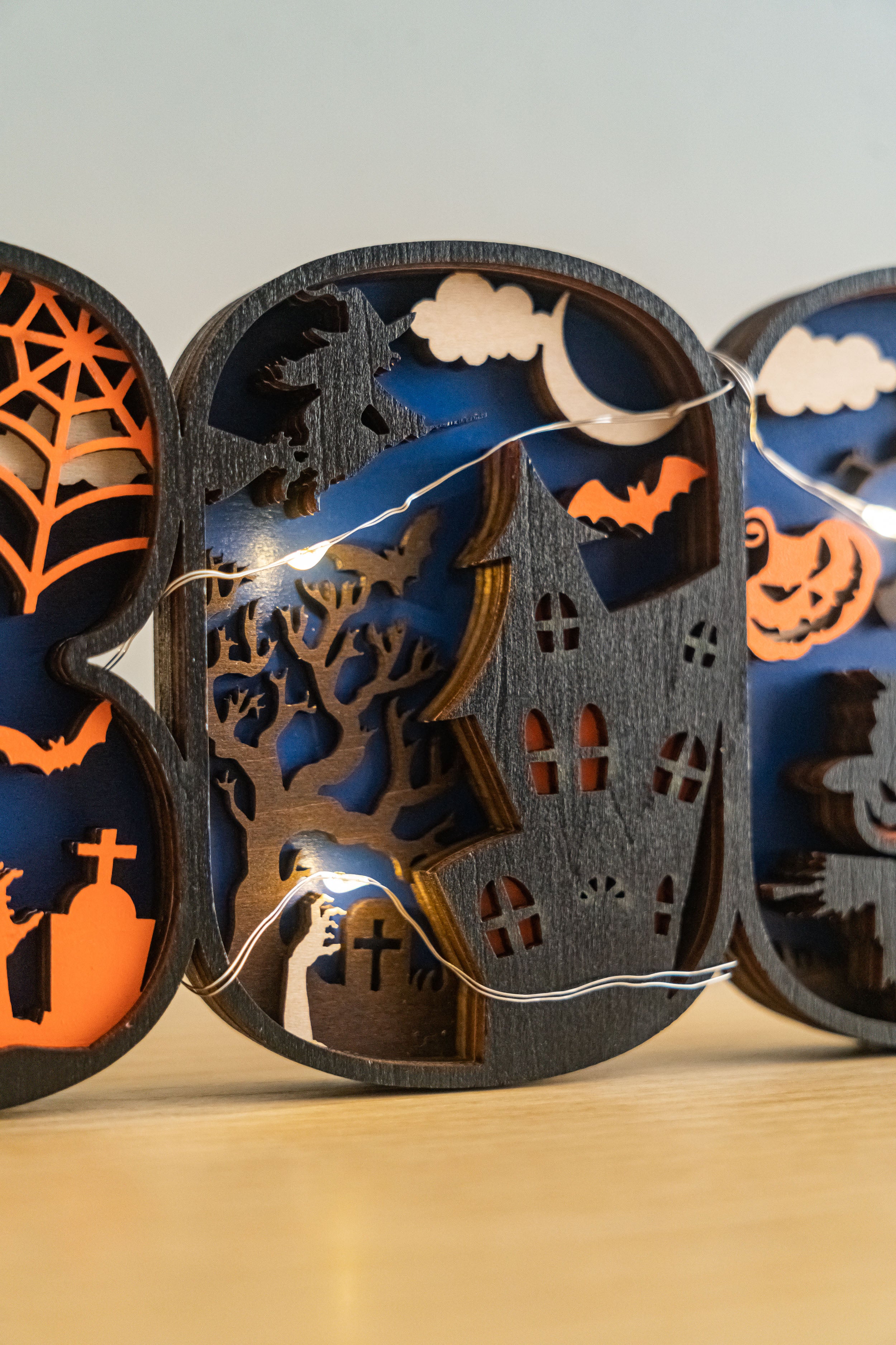 Wooden Halloween BOO Sign Wood Halloween Mantel Decor D11