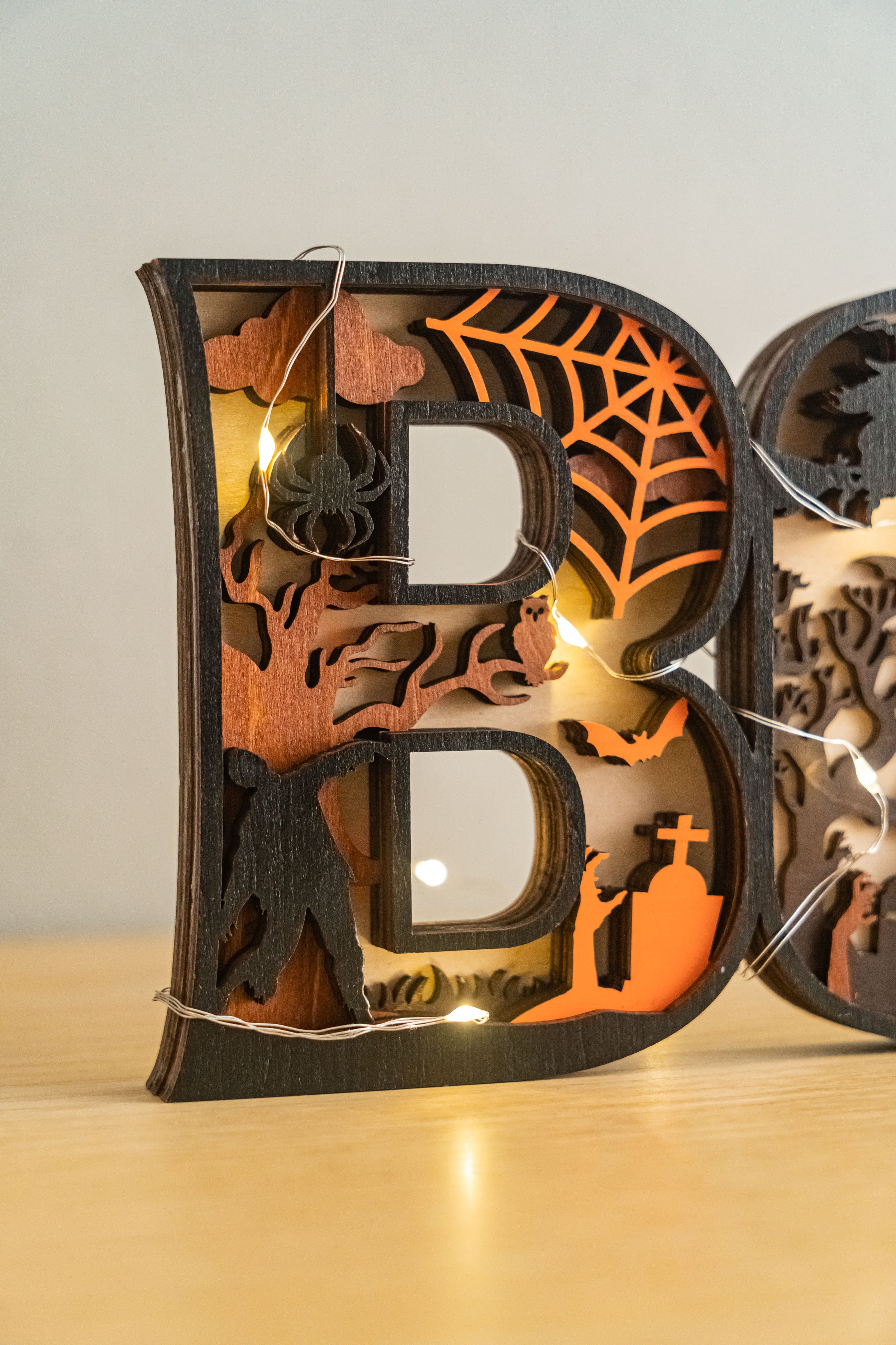 Layered Wooden Halloween BOO Sign Wood Halloween Table Decor D11